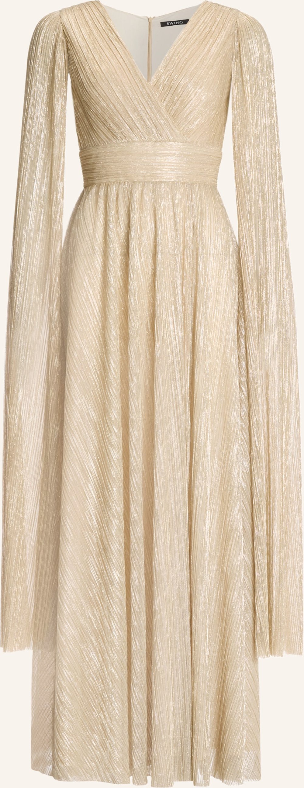 Swing Abendkleid Mit Plissees Und Glitzergarn gold