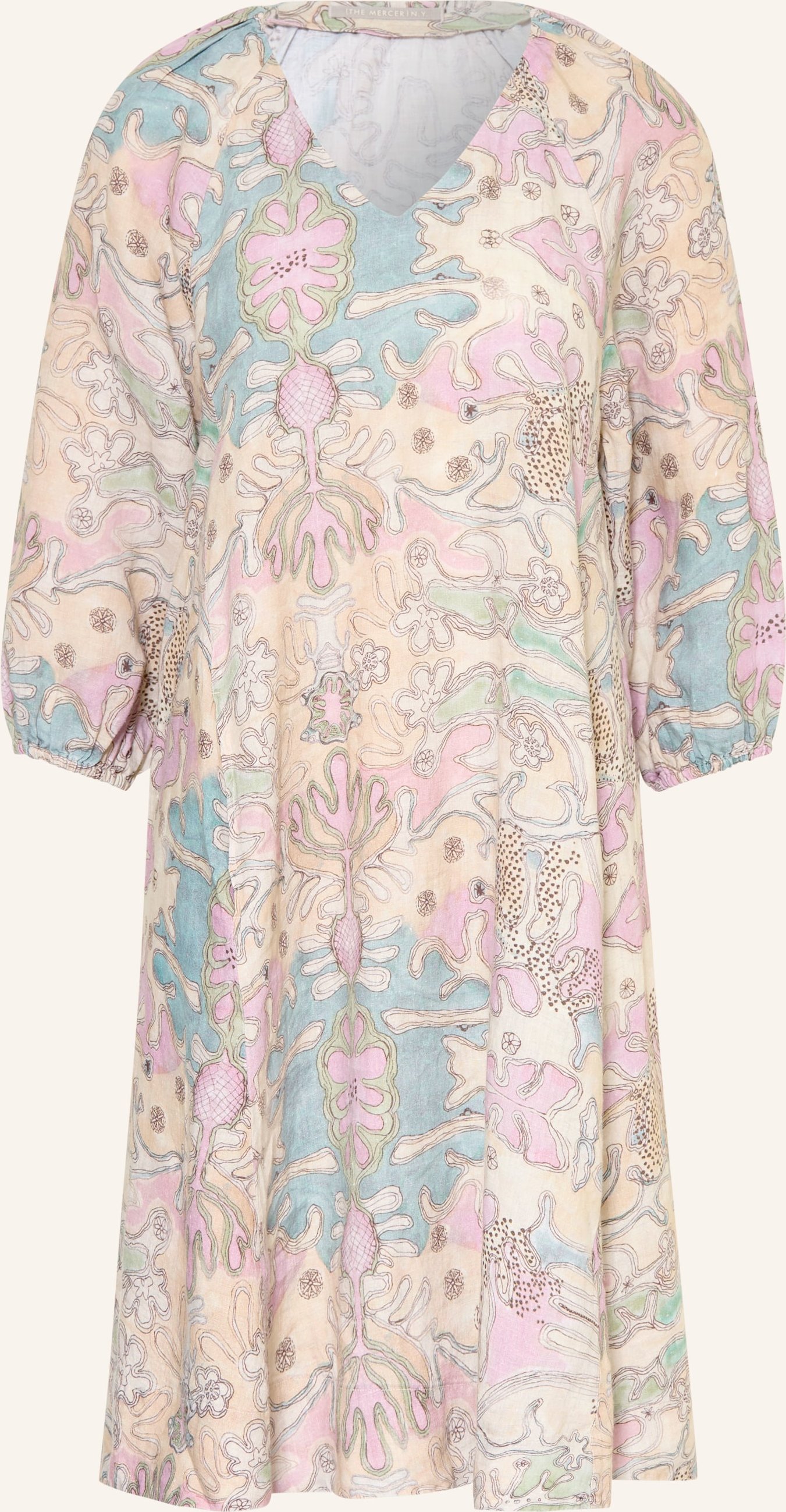 (The Mercer) N.Y. Leinenkleid Mit 3/4-Arm gelb