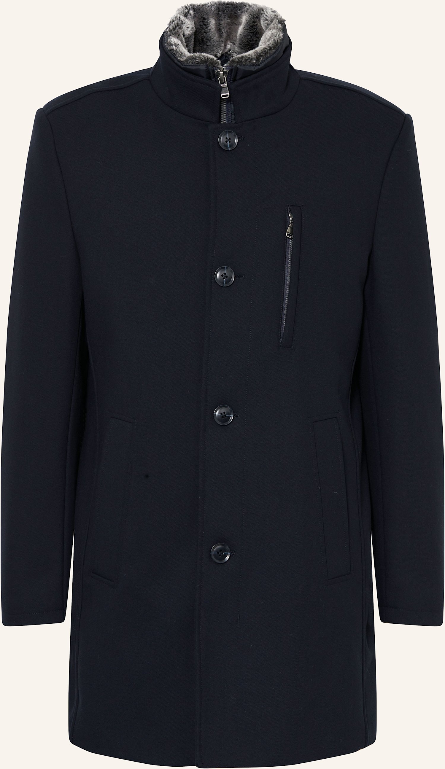 Strokesman's Mantel Mit Kunstfell Und Herausnehmbarer Blende blau