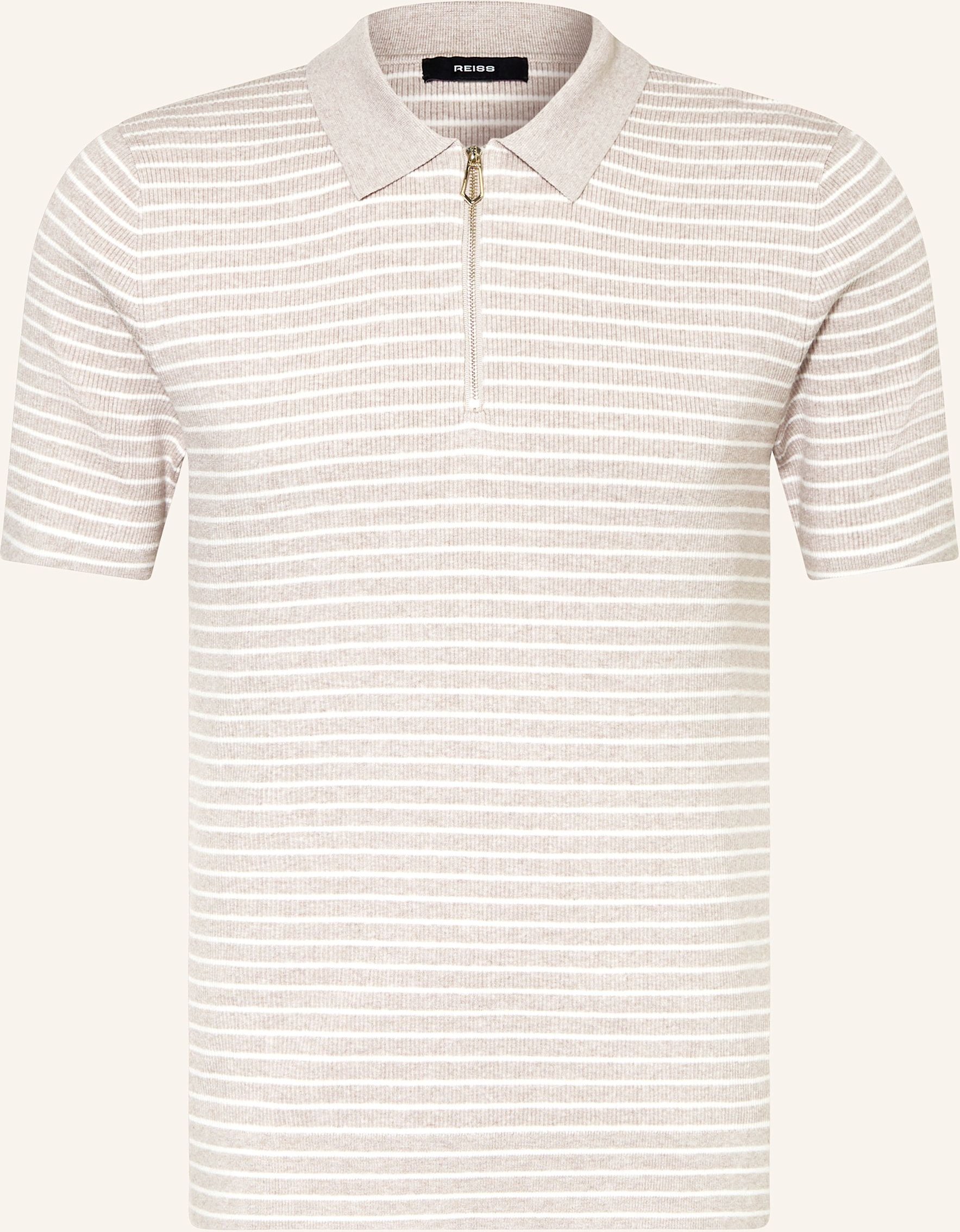 Reiss Strick-Poloshirt Fallow beige