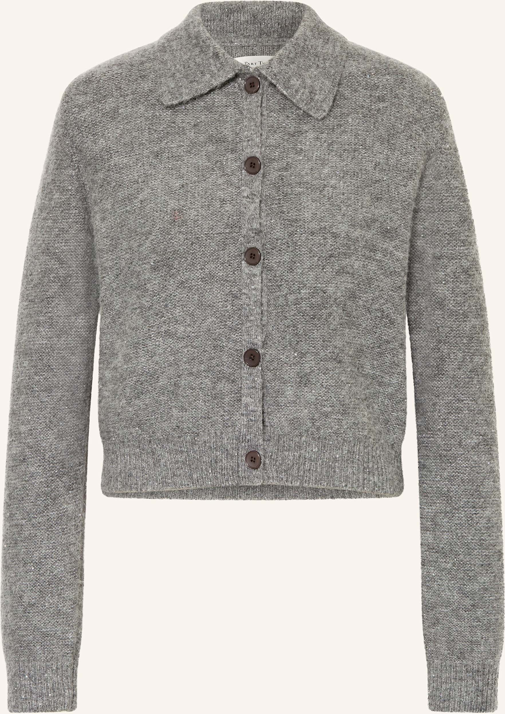 Part Two Strickjacke Ulricapw Mit Glitzergarn Und Pailletten grau