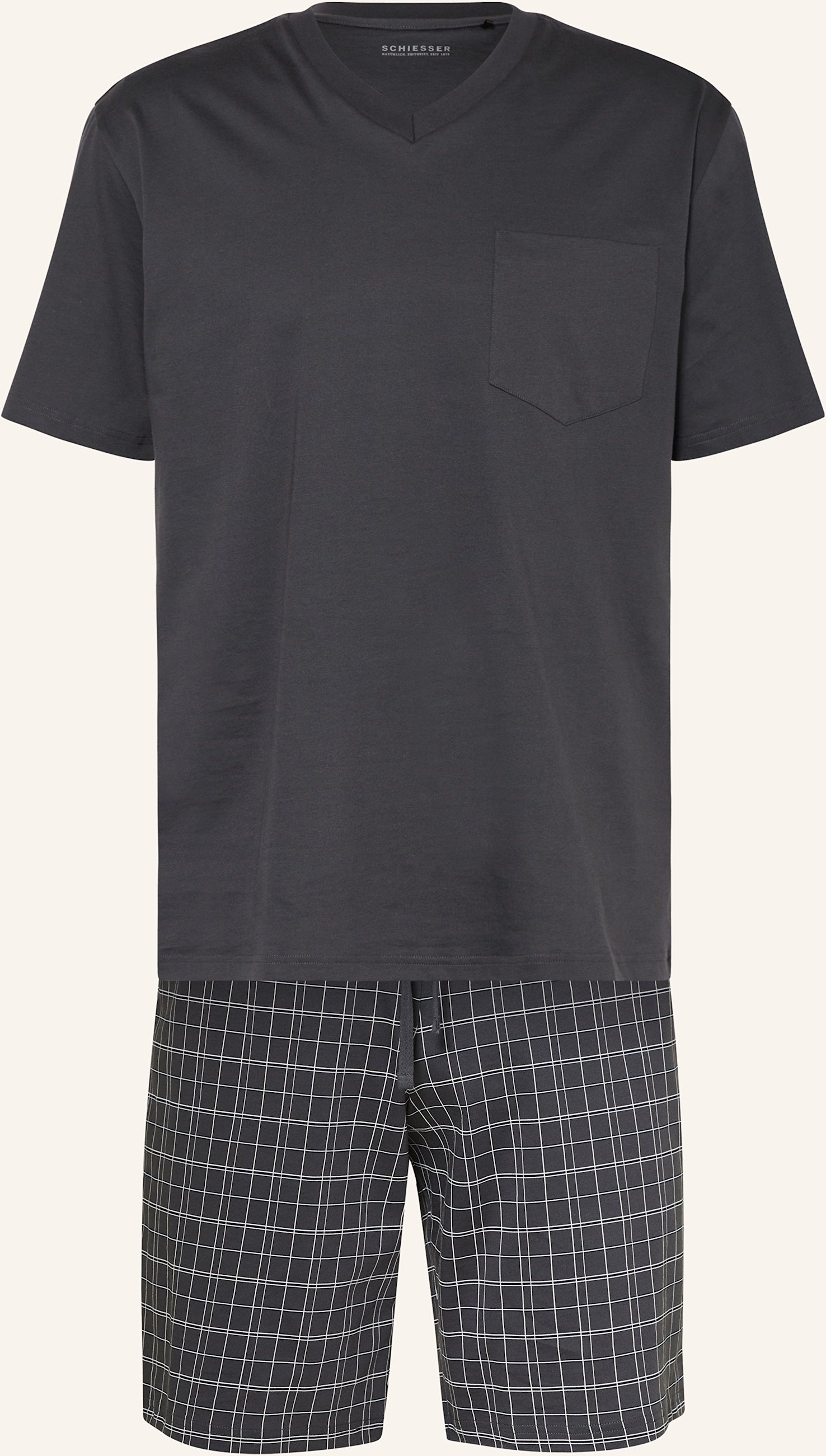 Schiesser Shorty-Schlafanzug Ebony grau