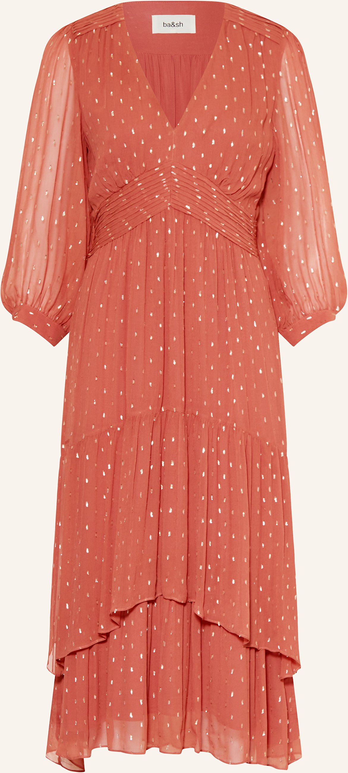 Ba&Sh Kleid Maia Mit Glitzergarn Und Rüschen rot