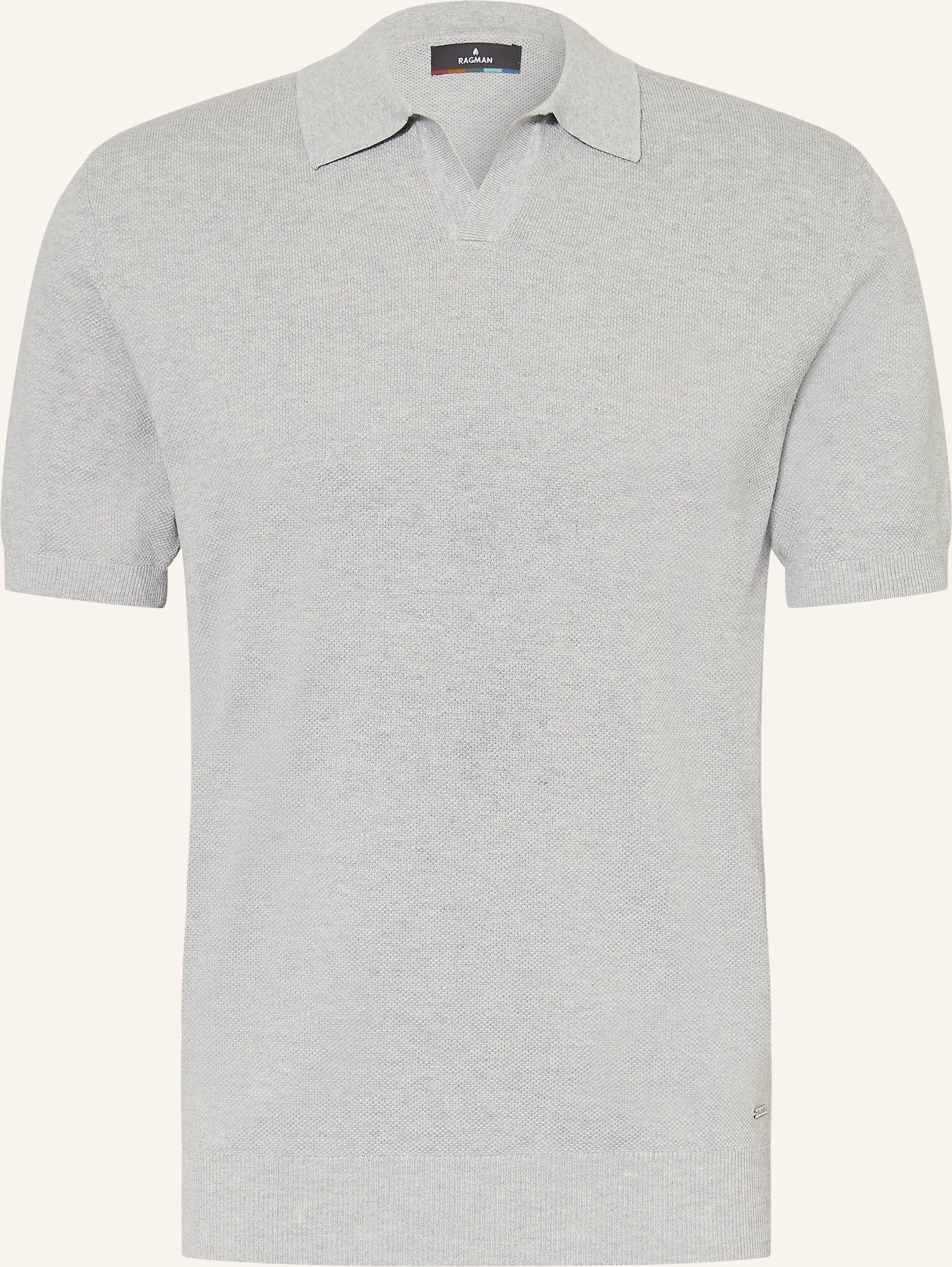 Ragman Strick-Poloshirt grau