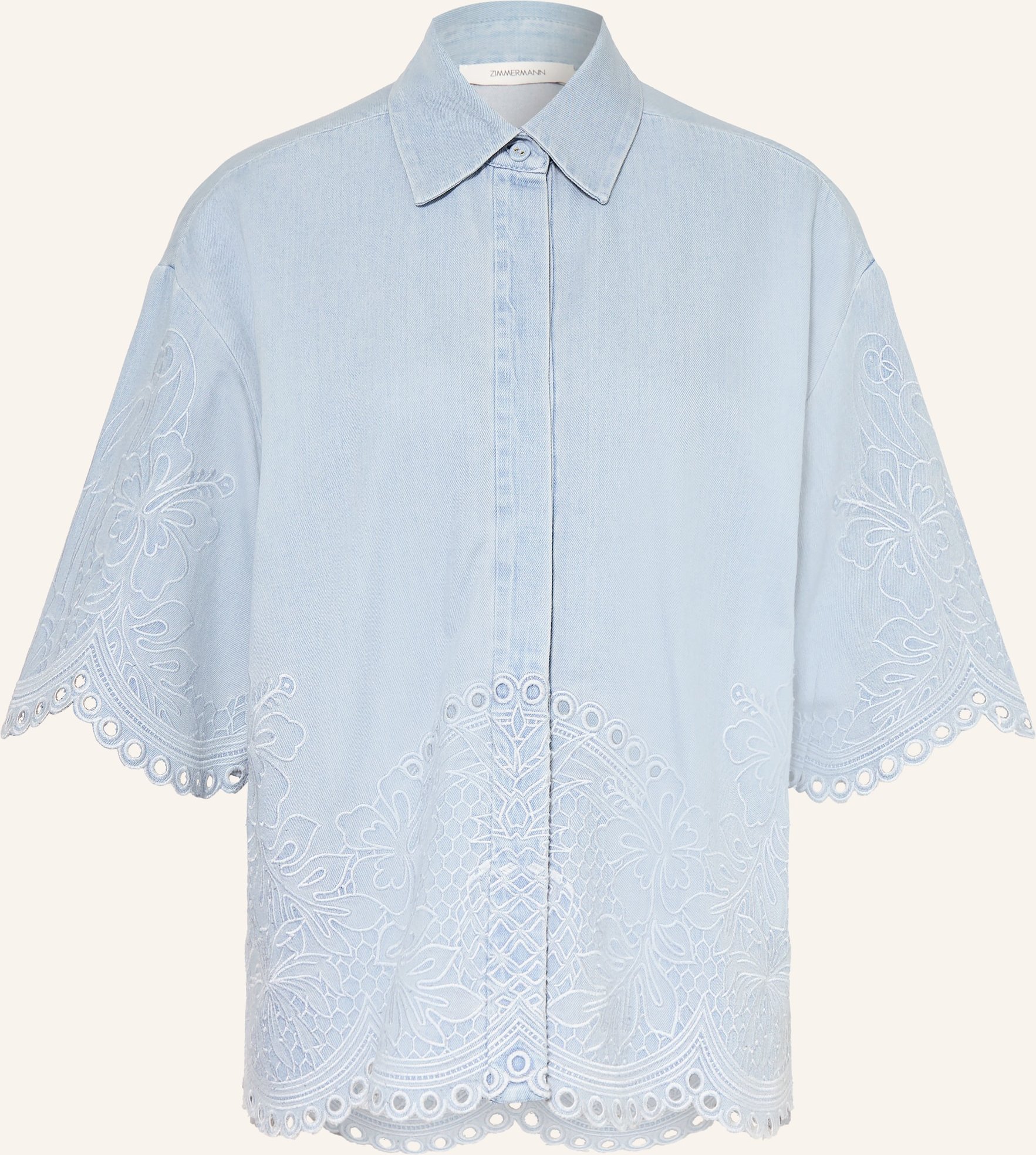 Zimmermann Blusenshirt Daylight In Jeansoptik Mit Lochspitze blau