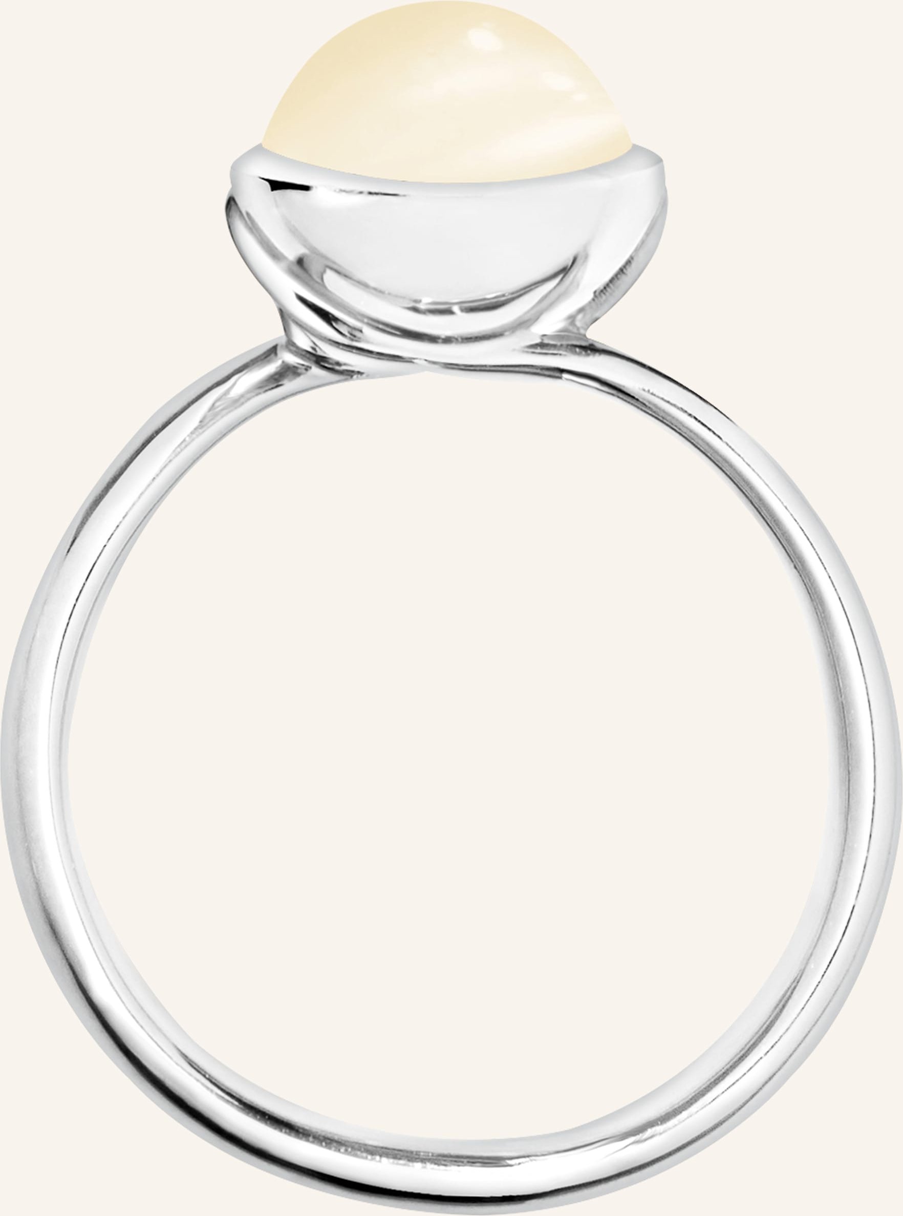 Tamara Comolli Ring Ring Bouton Small Moonstone Sand/White Aus 18k Weißgold Mit Sand Mondstein silber