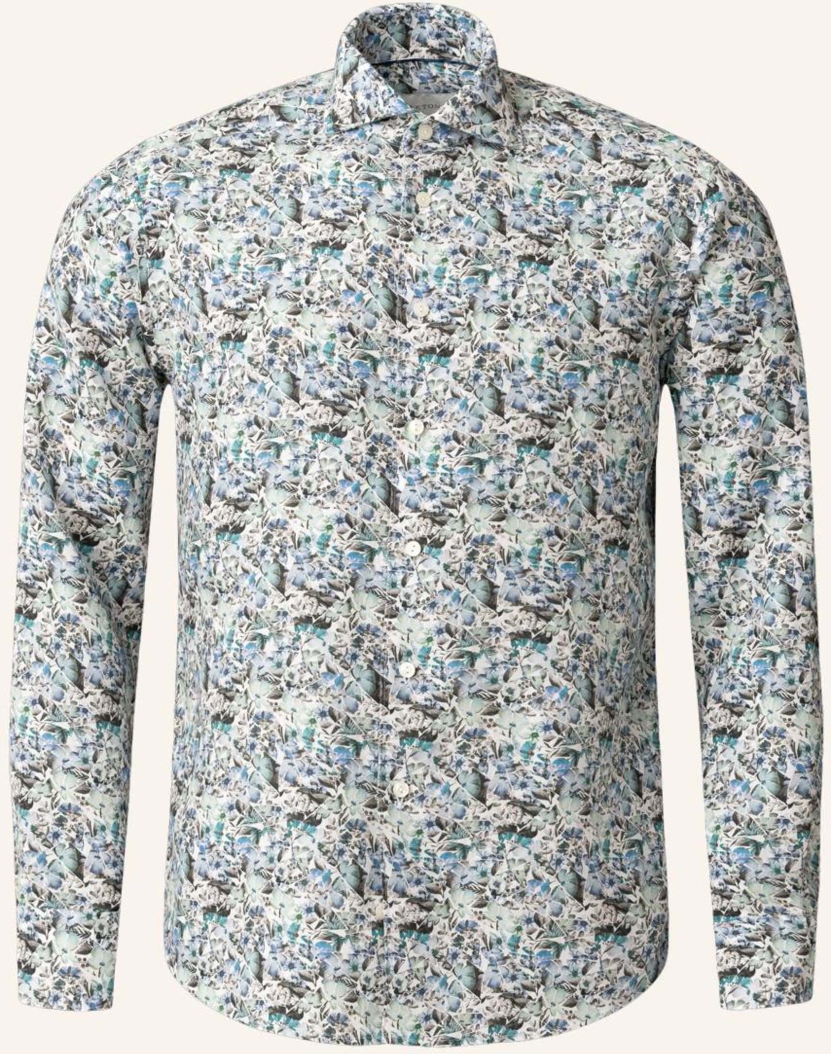 Eton Leinenhemd Mit Mosaikblütenmuster Slim Fit blau