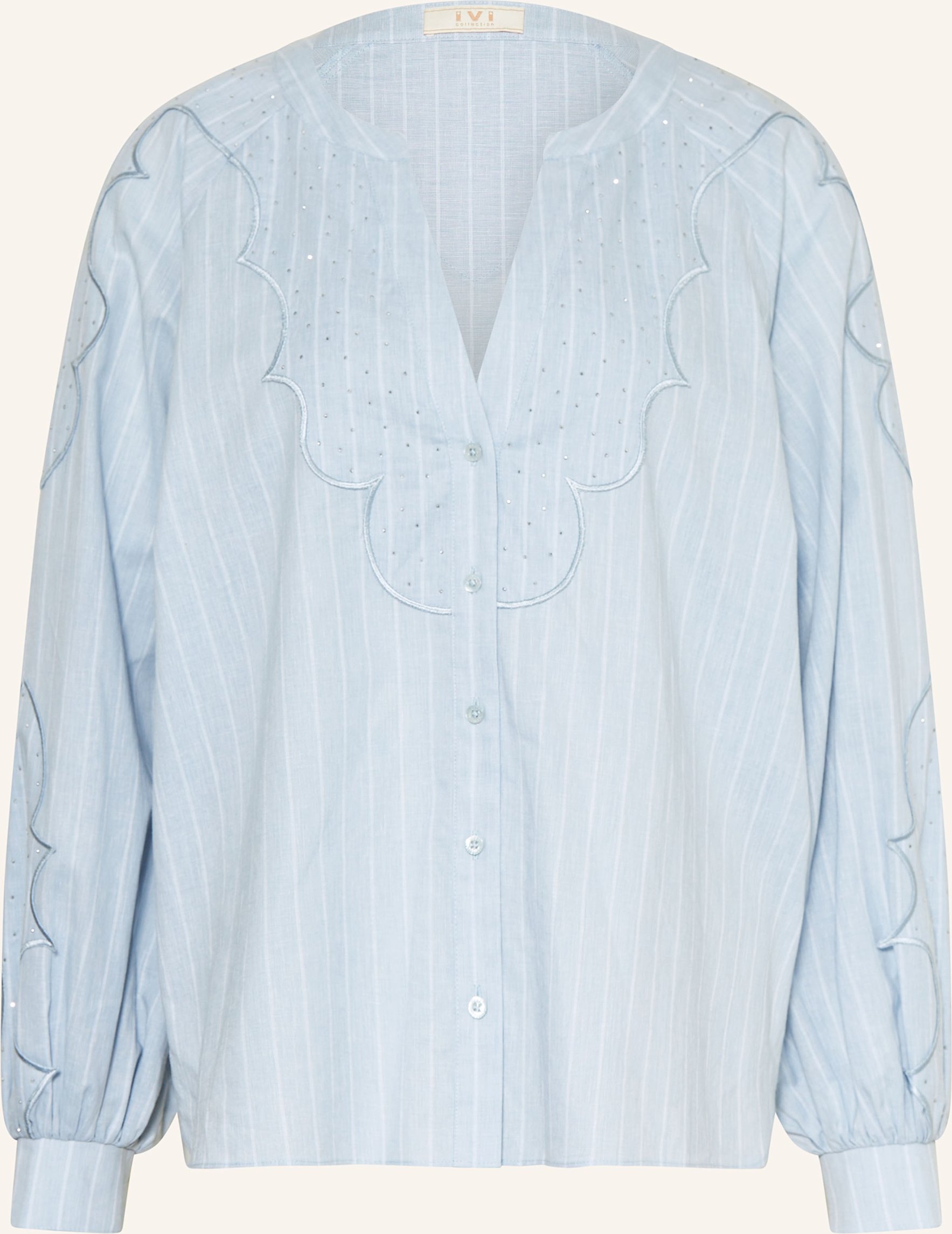 Ivi Collection Bluse Mit Schmucksteinen blau