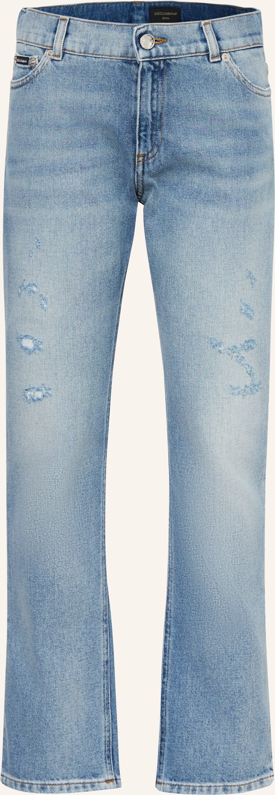 Dolce & Gabbana Destroyed Jeans Frank Straight Fit blau