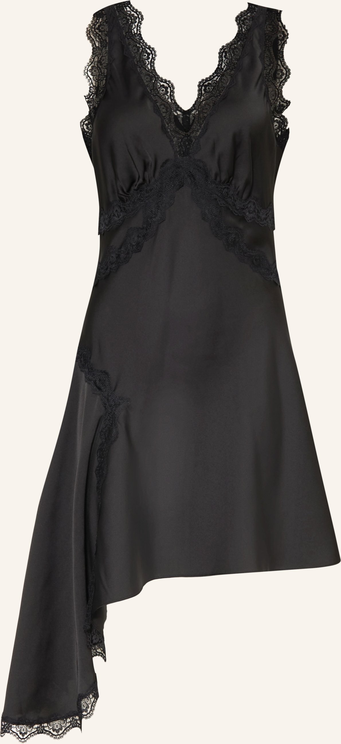 Allsaints Satinkleid Ilka Mit Spitze schwarz