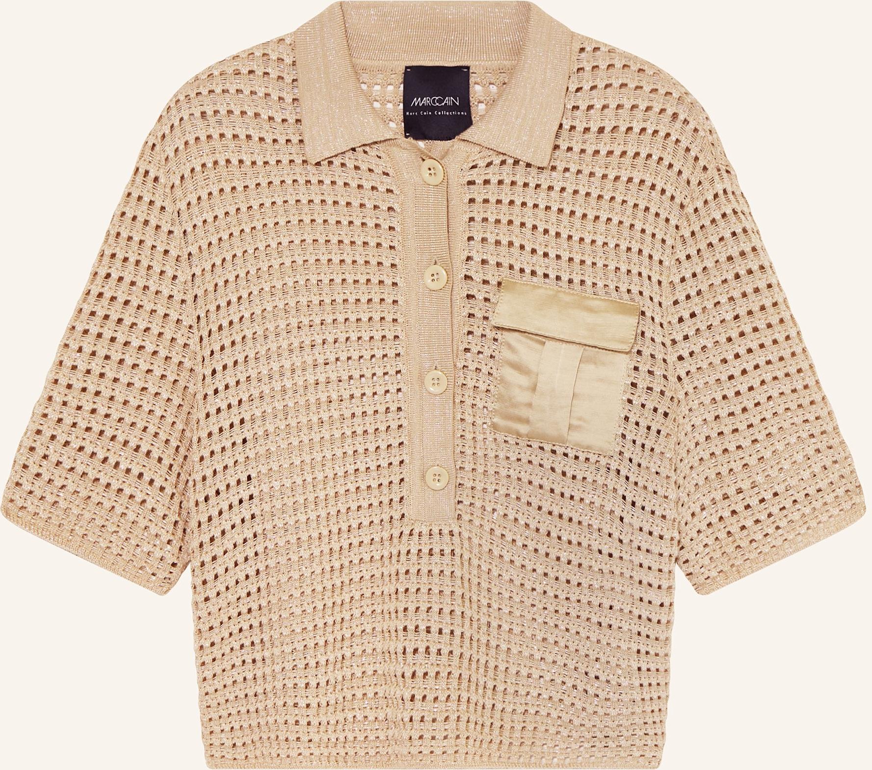 Marc Cain Strick-Poloshirt Mit Glitzergarn beige