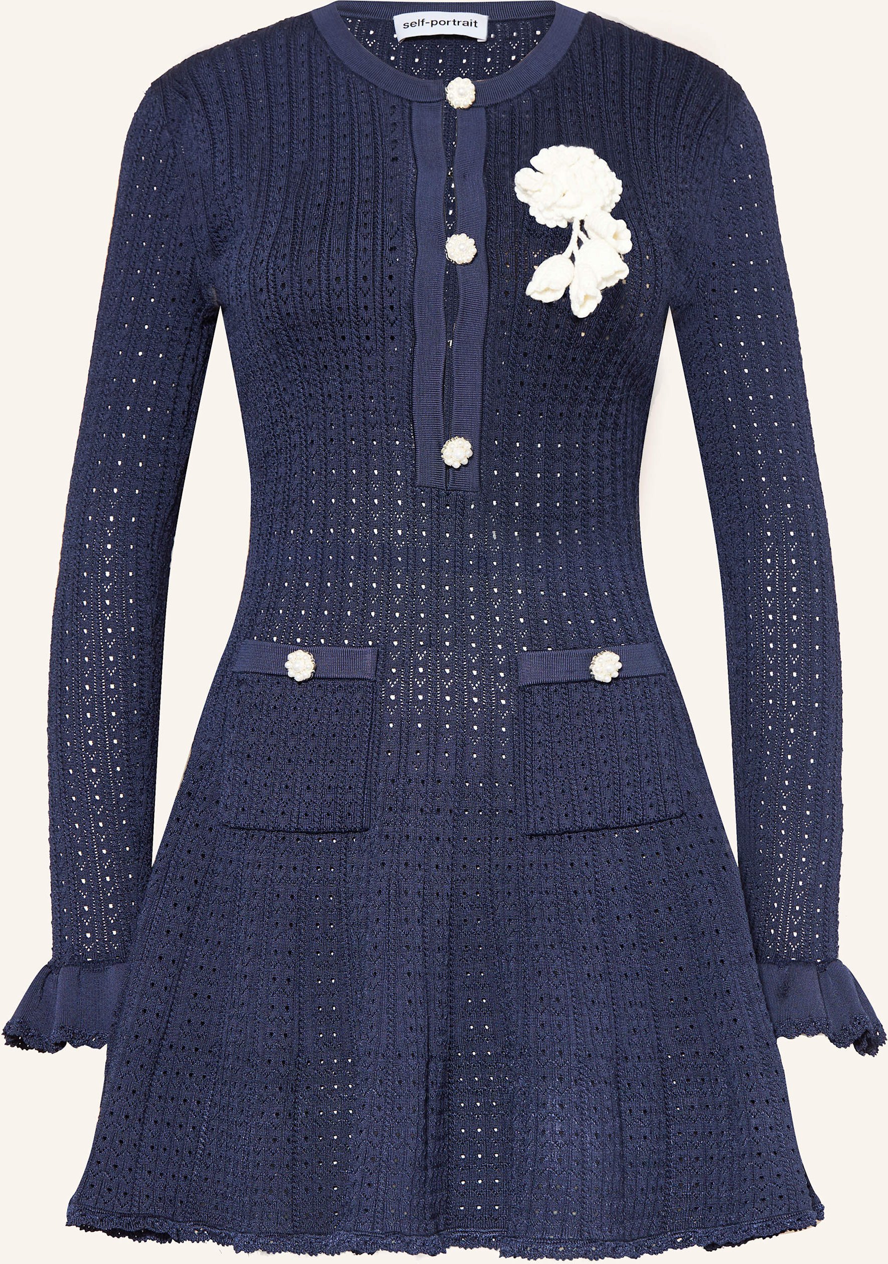 Self-Portrait Strickkleid blau