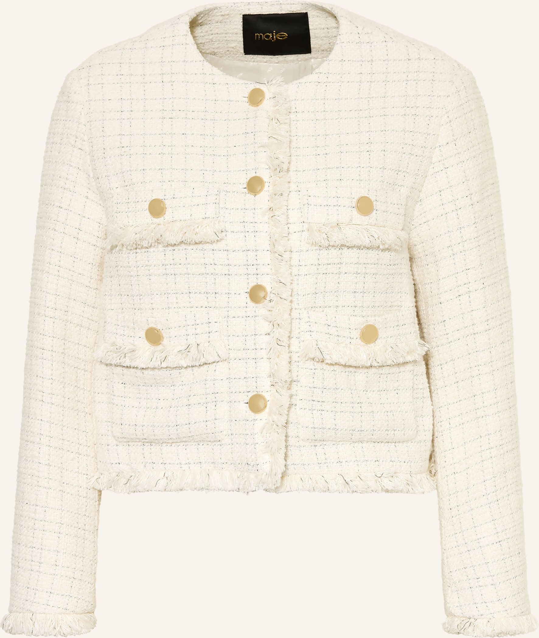 Maje Tweed-Jacke Mit Glitzergarn weiss