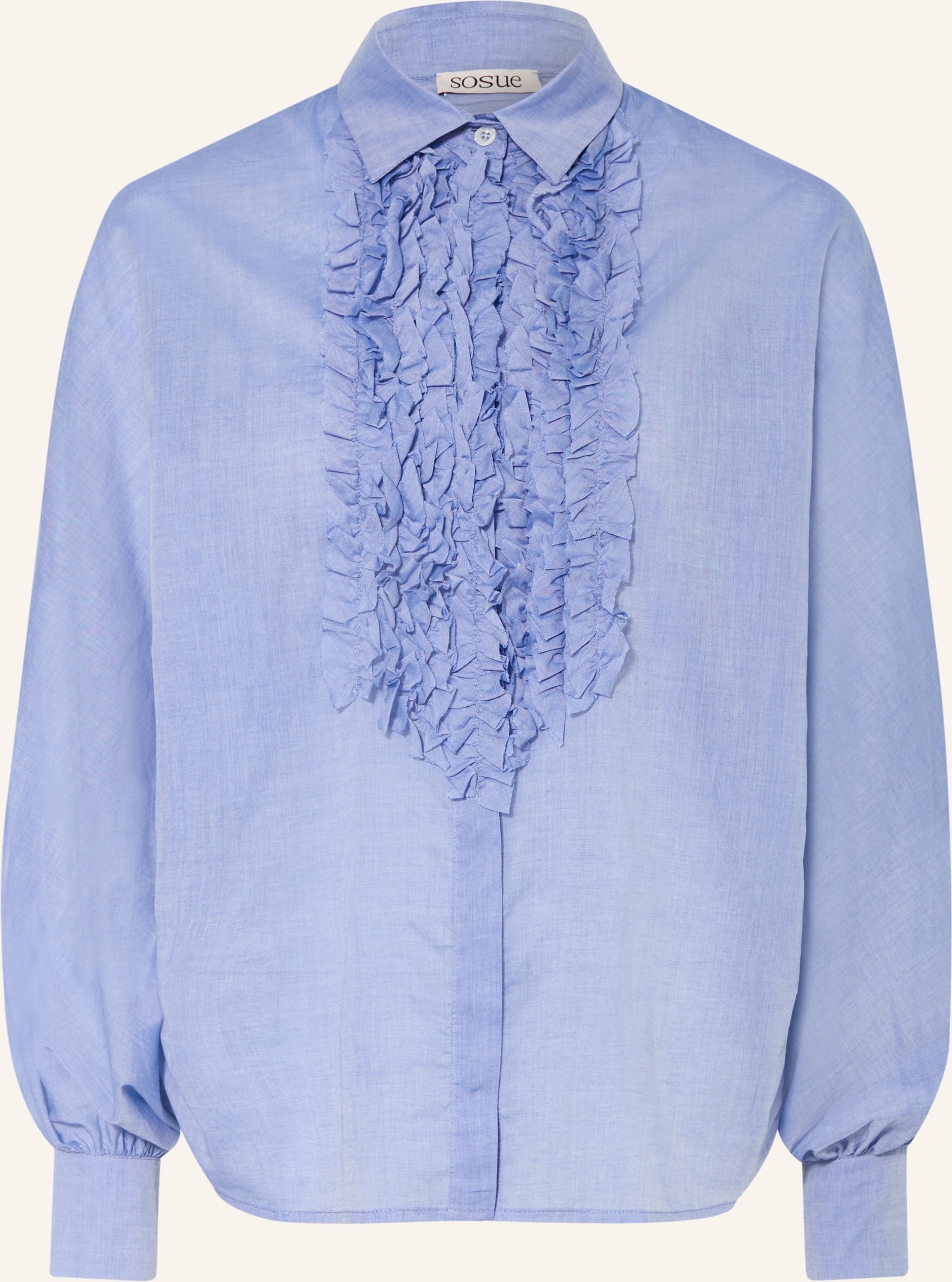 Sosue Hemdbluse Antonia Mit Rüschen blau