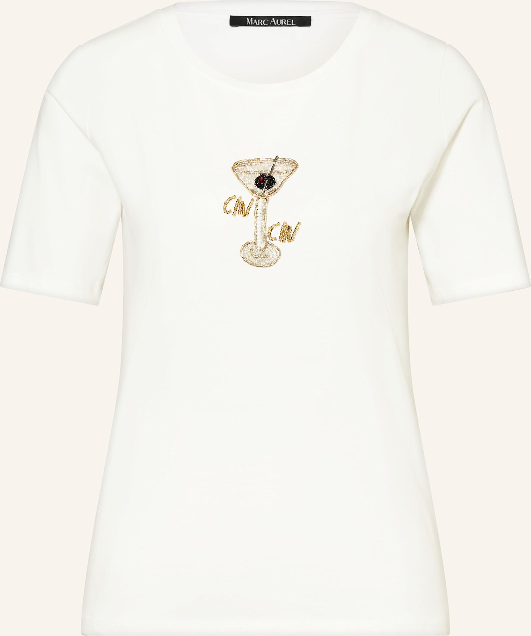 Thumbnail - Marc Aurel T-Shirt Mit Schmucksteinen weiss