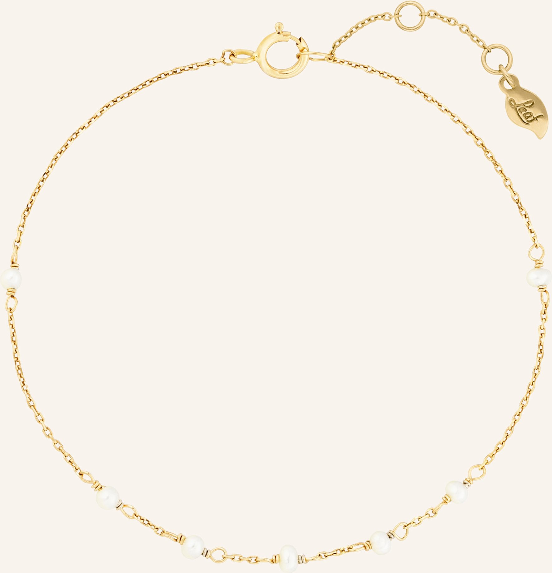 Leaf Armband White Pearls Aus 14 Karat Gelbgold gold