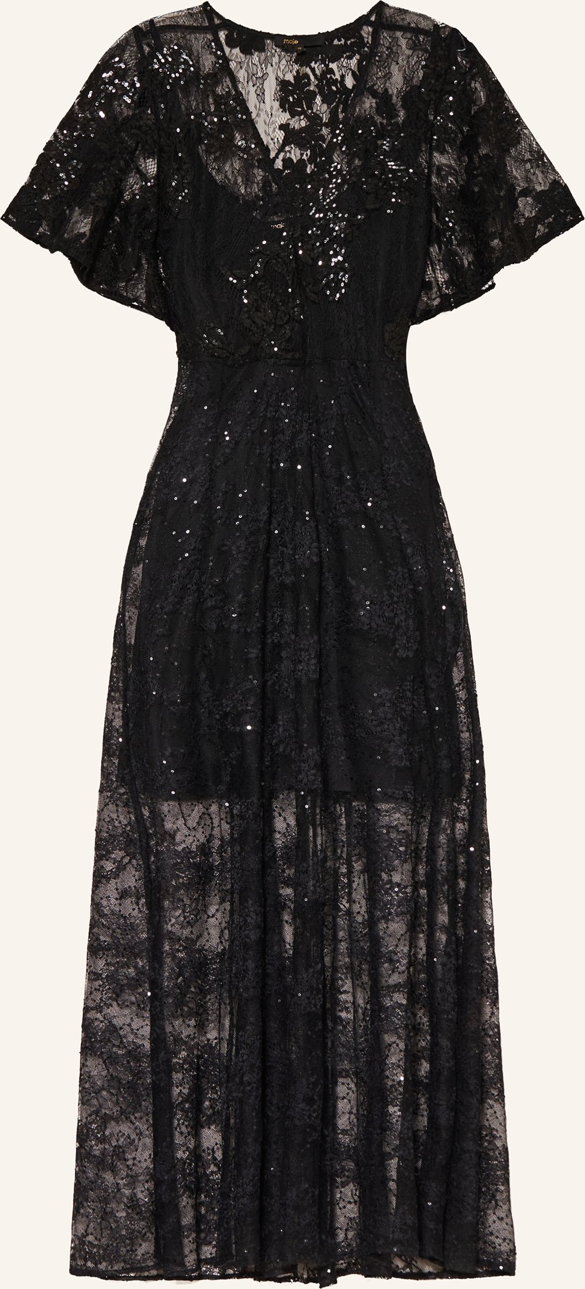 Maje Spitzenkleid Mit Pailletten schwarz