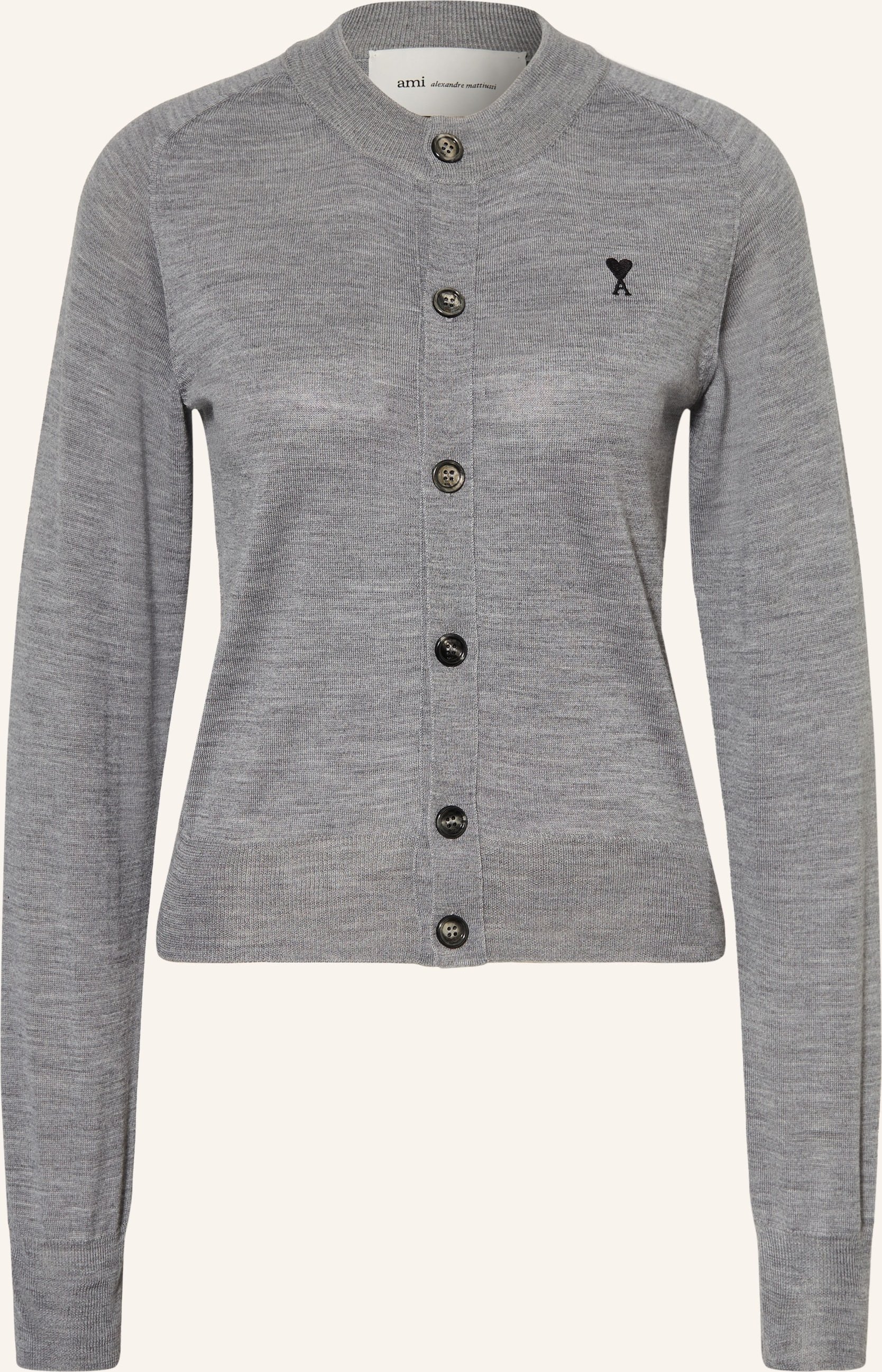 Ami Paris Strickjacke Aus Merinowolle grau