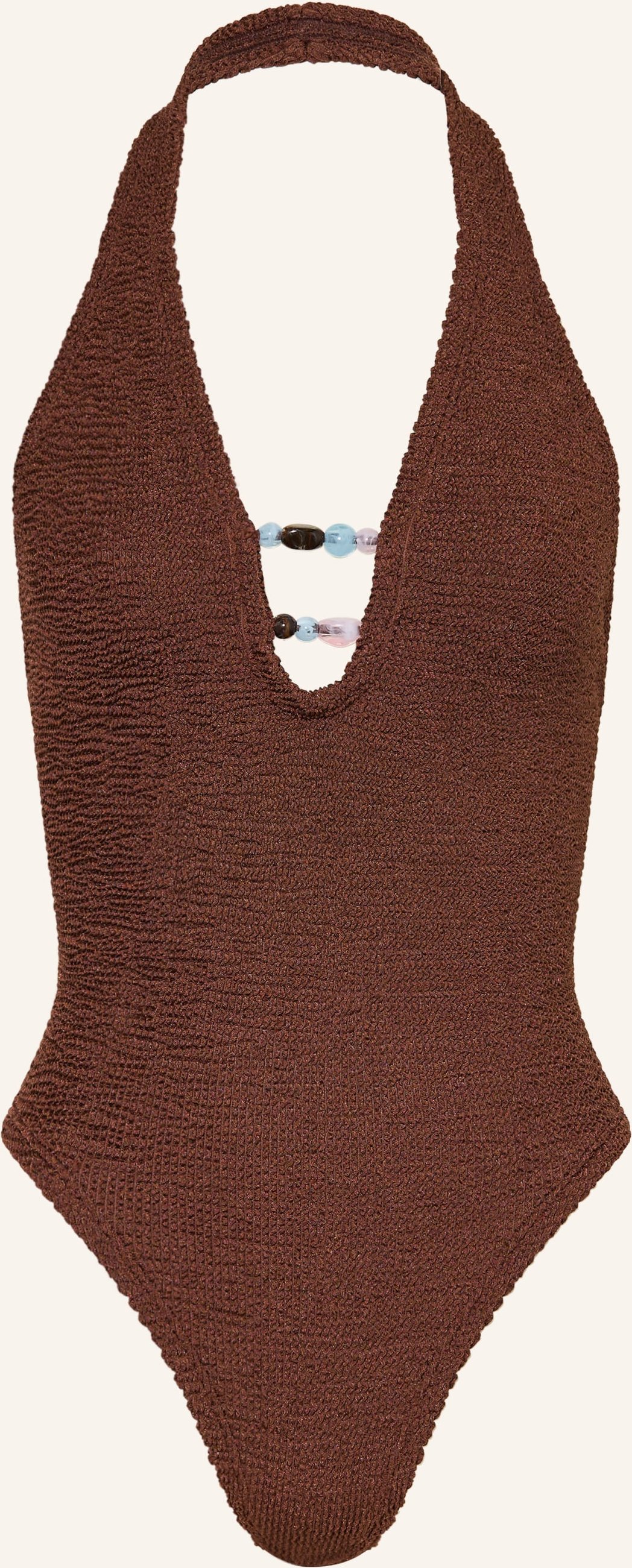 Hunza G Neckholder-Badeanzug Adirana Mit Schmuckperlen braun