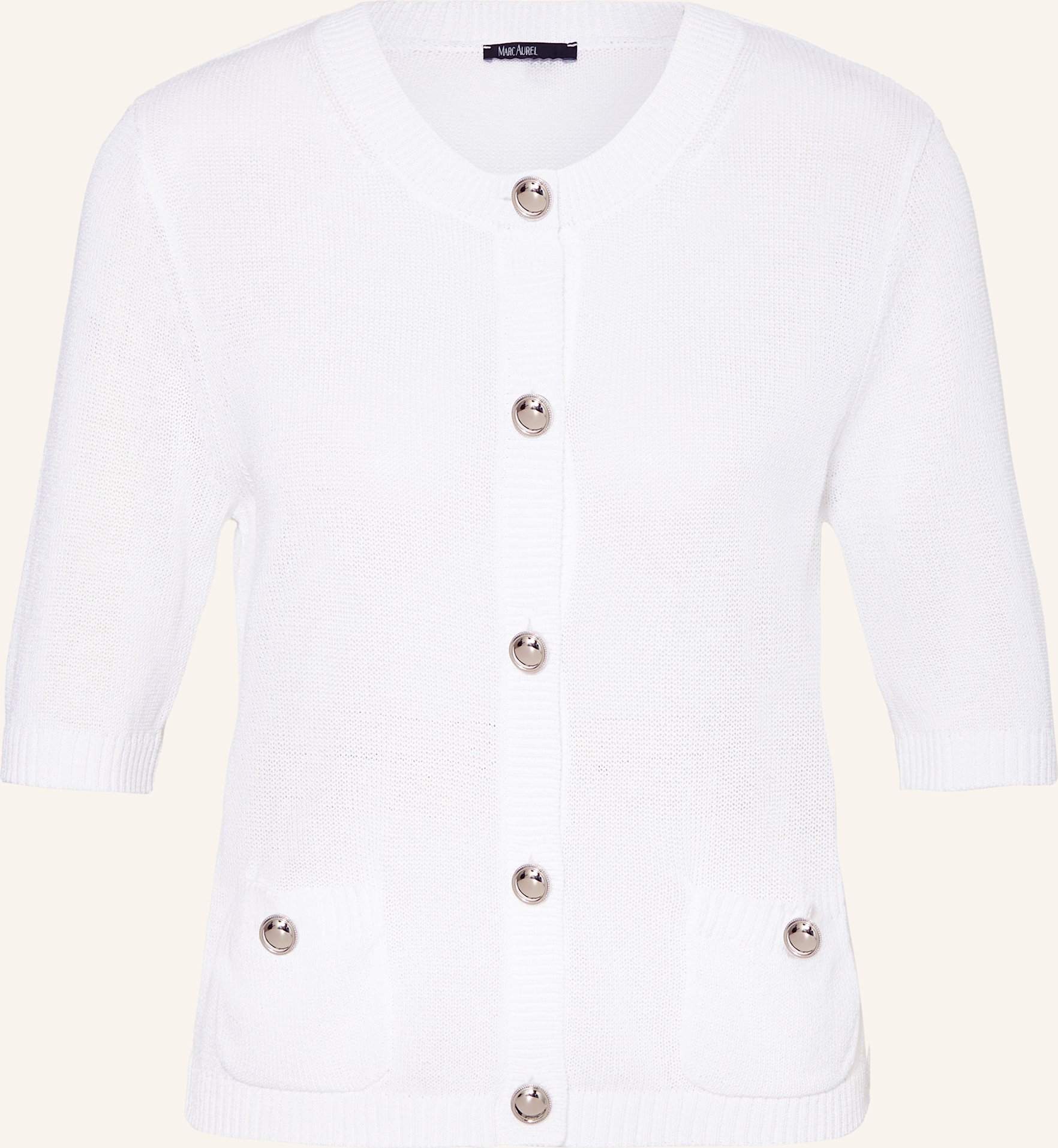 Marc Aurel Strickjacke Mit 3/4-Arm weiss