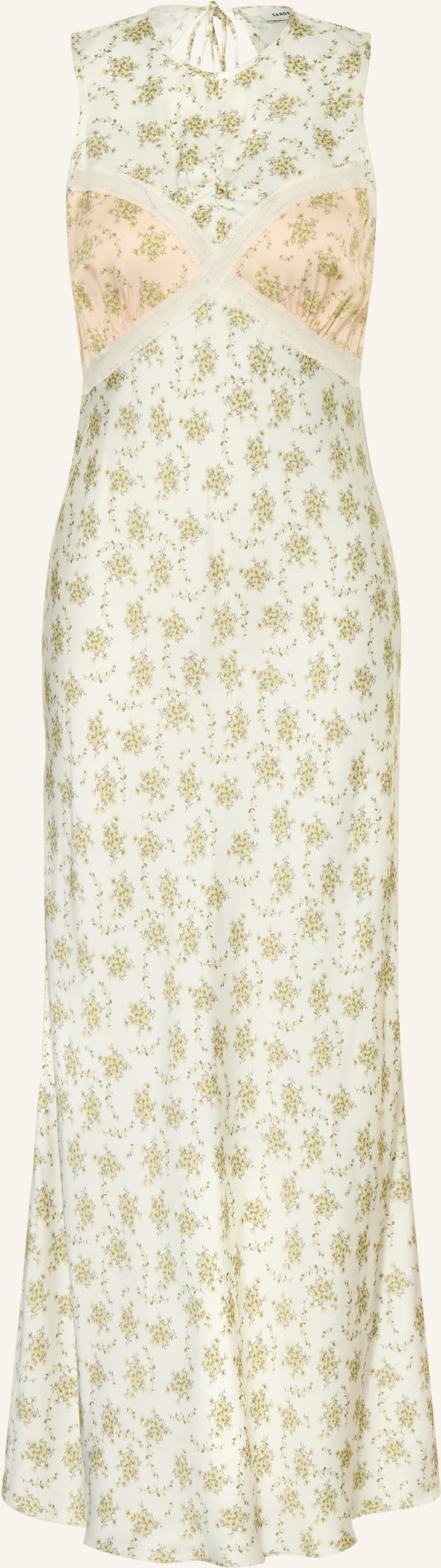 Sandro Satinkleid Mit Spitze gruen