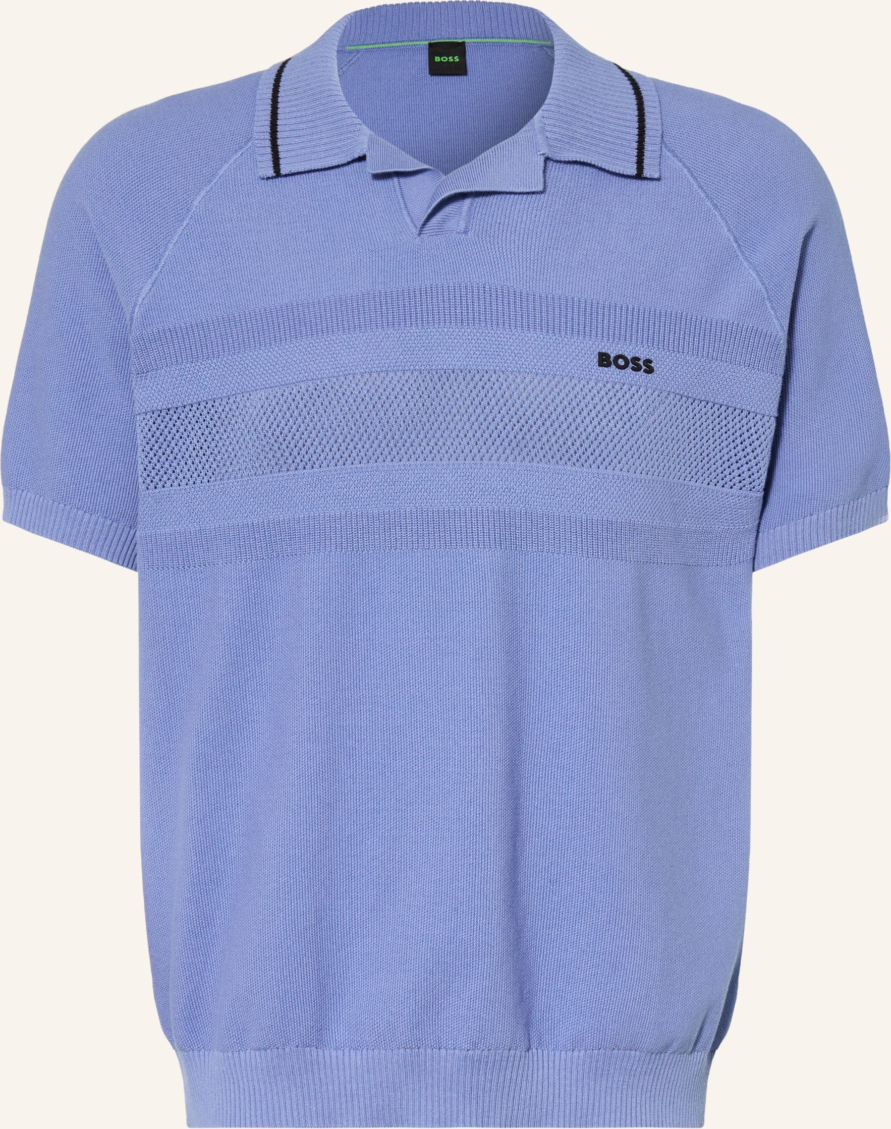 Boss Strick-Poloshirt blau