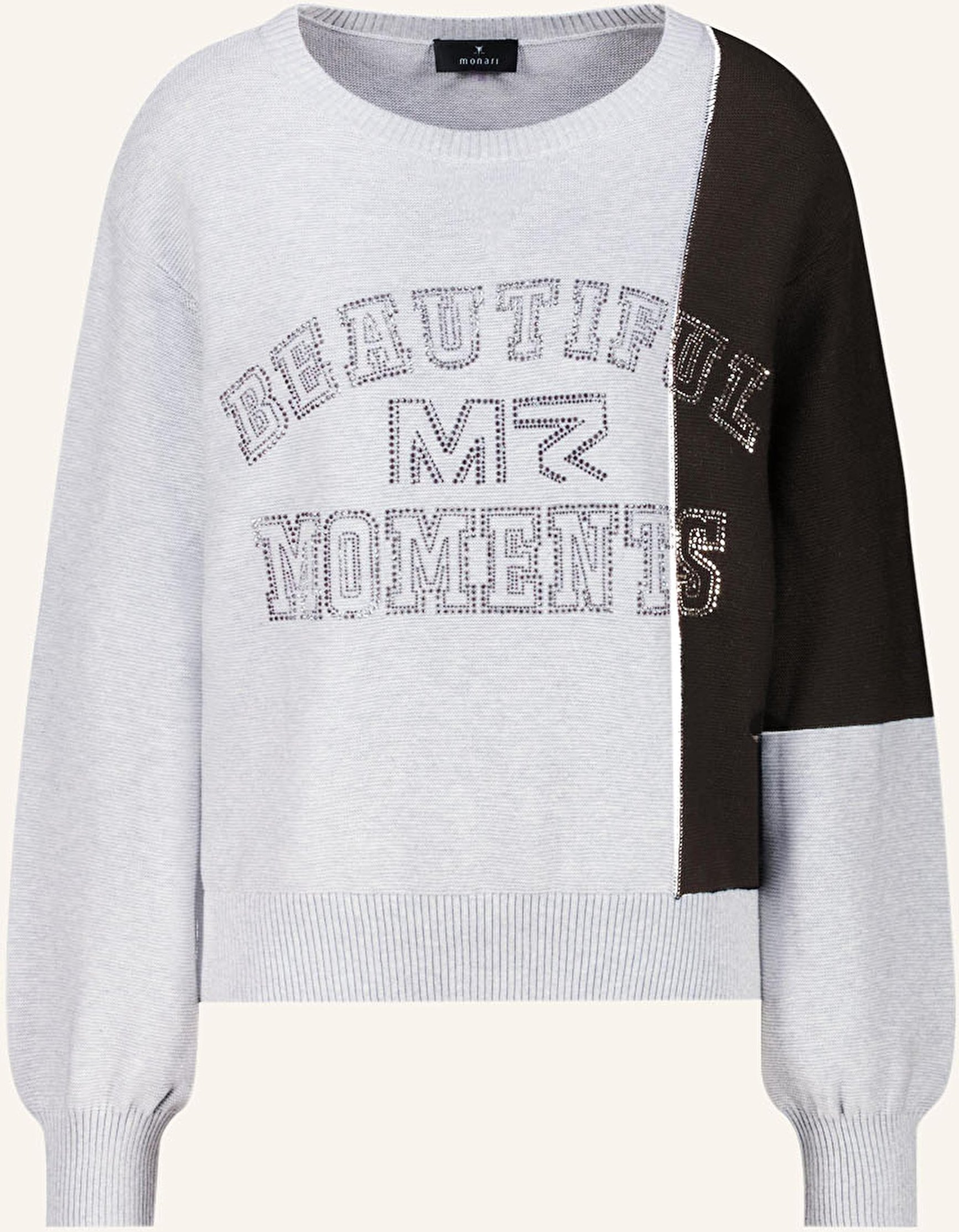 Monari Pullover Mit Schmucksteinen grau