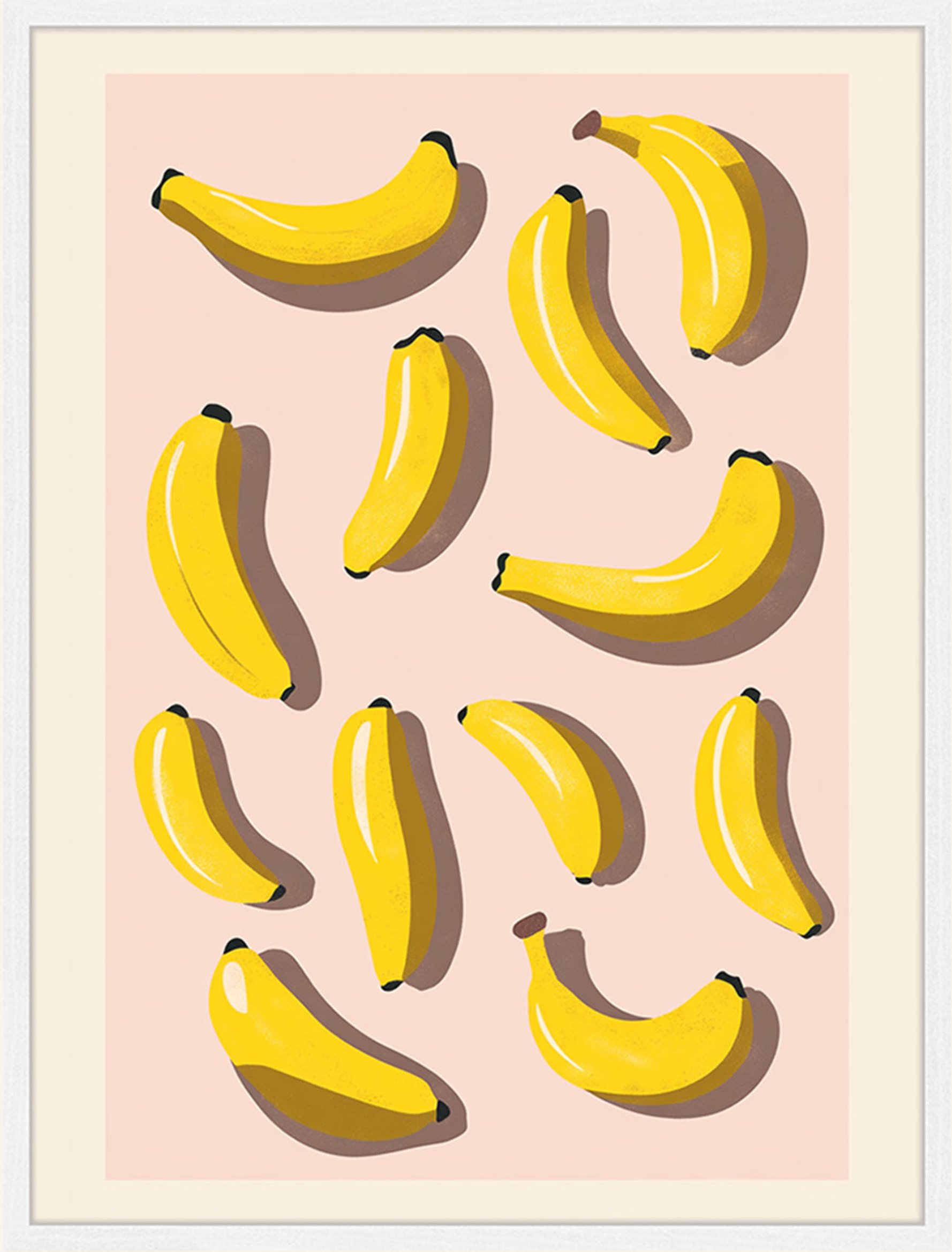 Liv Corday Wandbild Bananen Mit Rahmen weiss