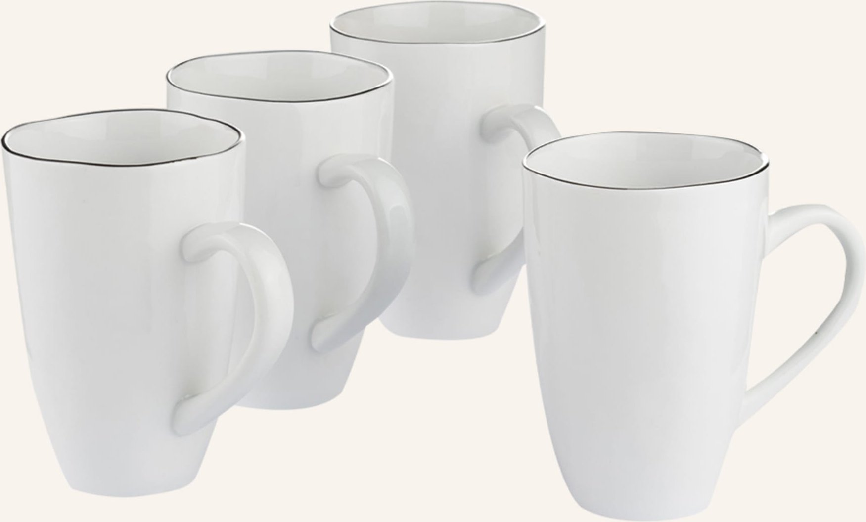 Thumbnail - Broste Copenhagen 4er-Set Henkelbecher Salt weiss