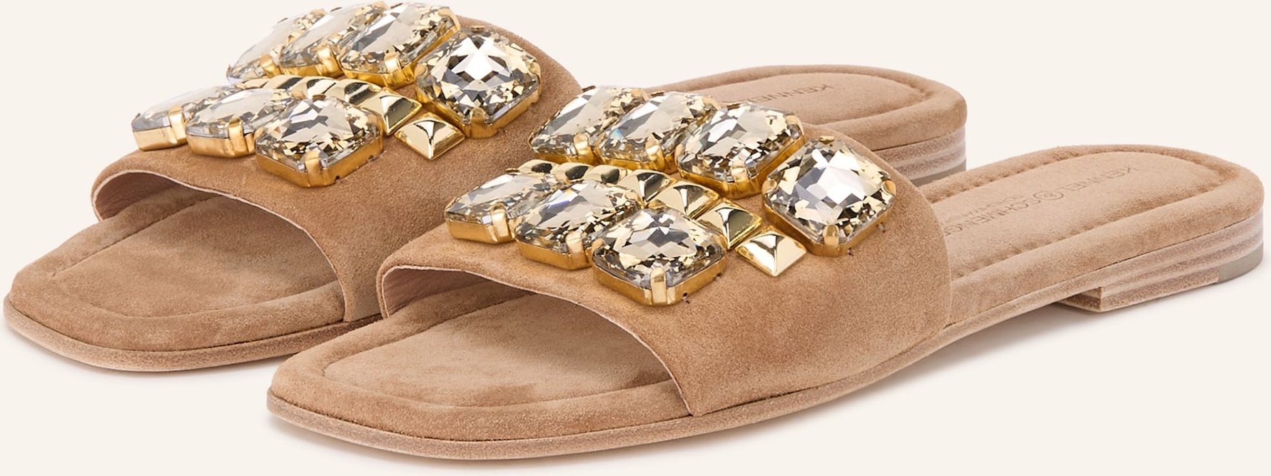Kennel & Schmenger Pantoletten Holly Mit Schmucksteinen Und Nieten beige