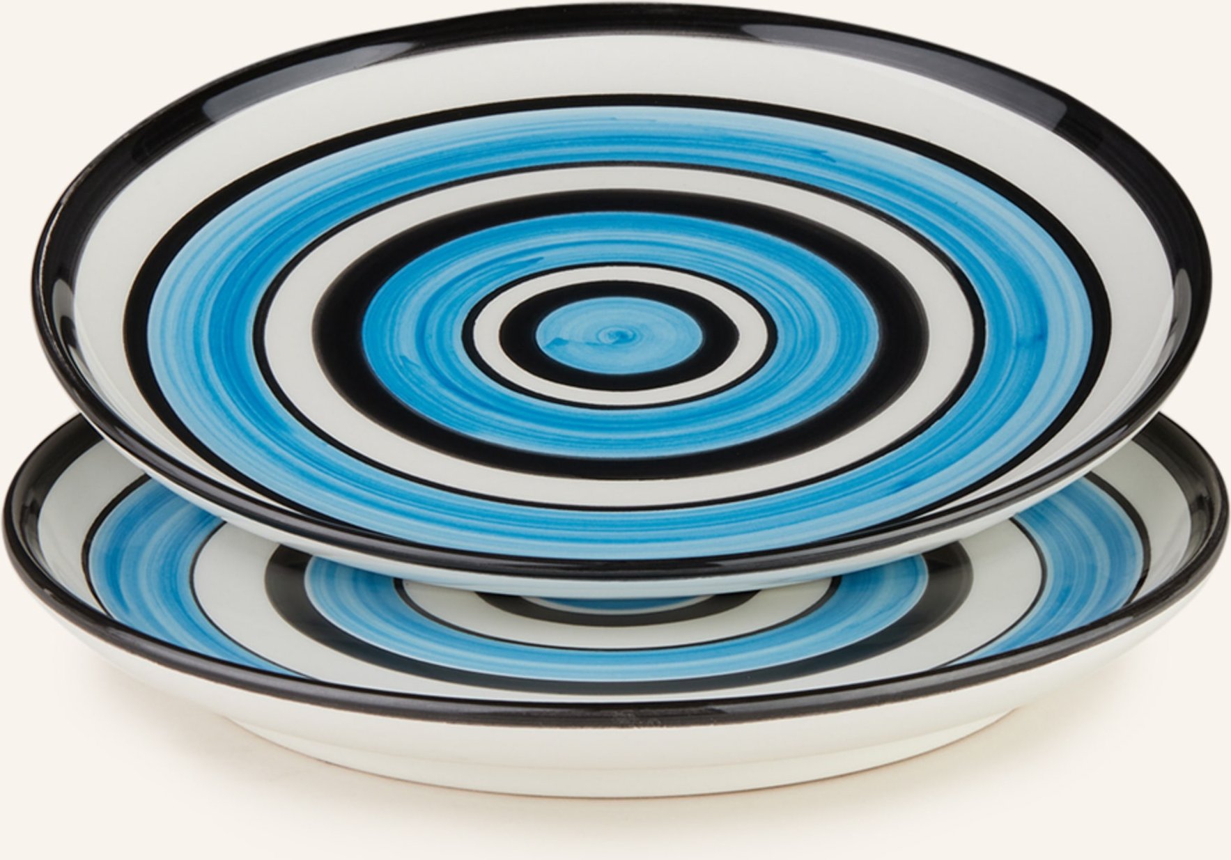 Les Ottomans 2er-Set Dessertteller Circles blau