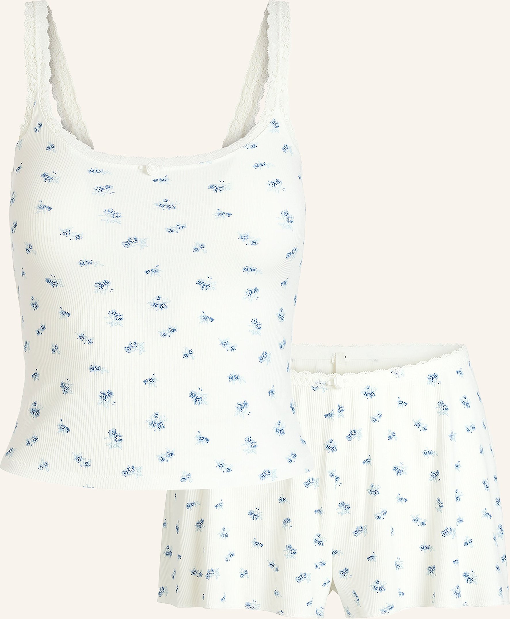 Skims Lounge-Set Soft Lounge Lace blau