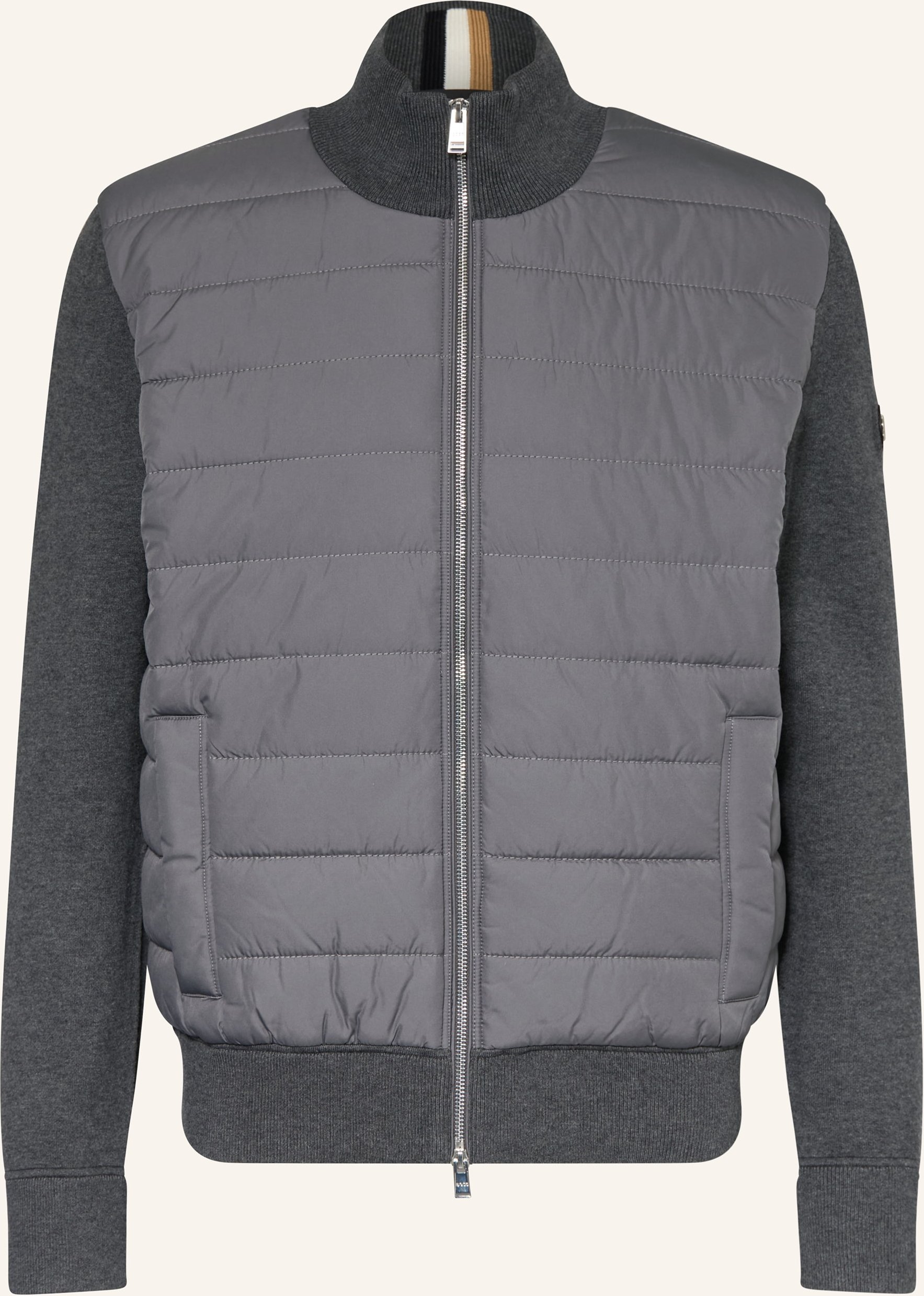 Boss Steppjacke H-Hernesto Im Materialmix grau
