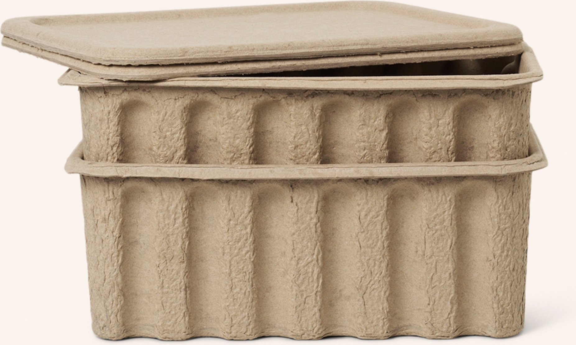 Ferm Living 2er-Set Aufbewahrungsboxen Pulp Large braun