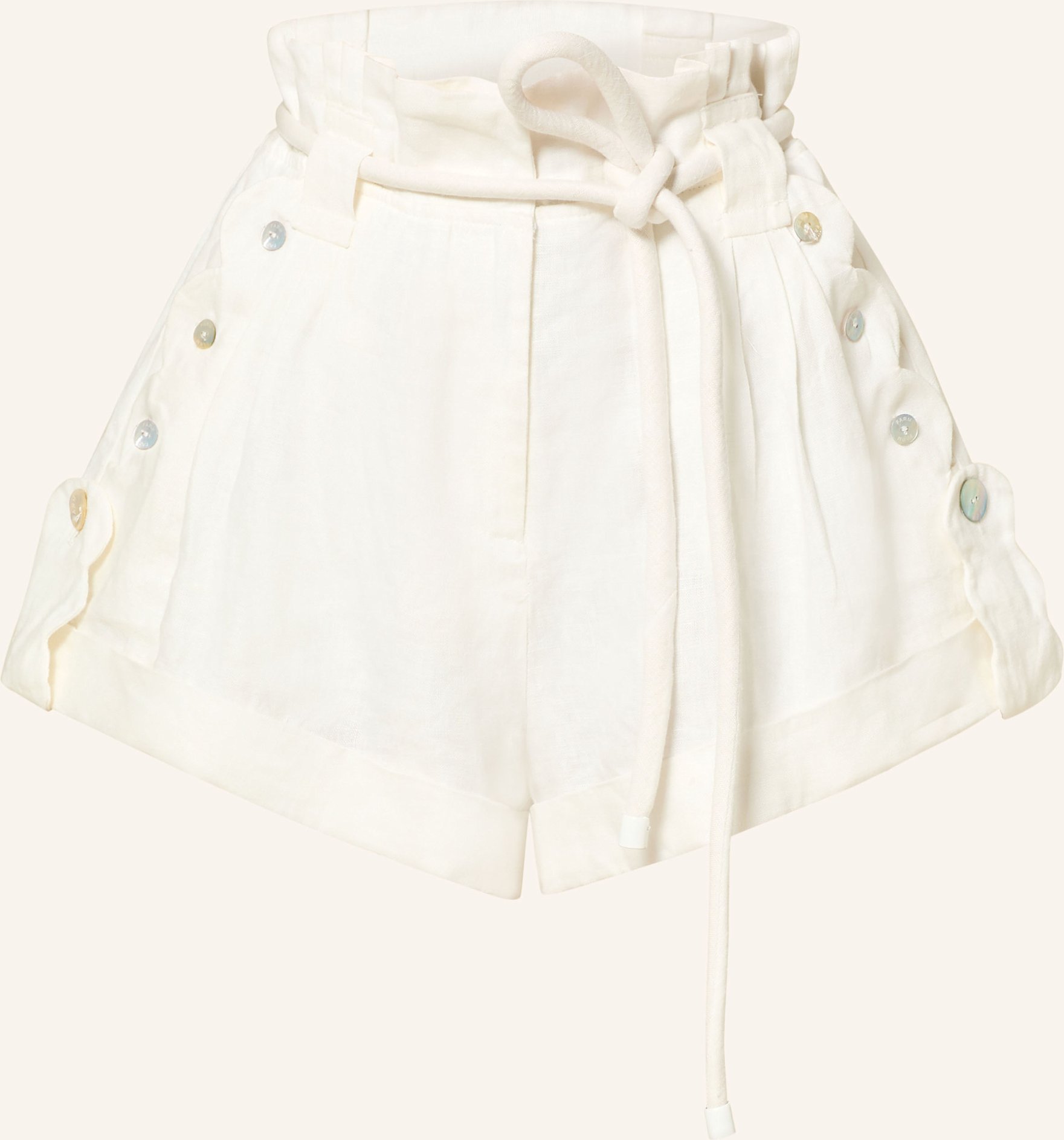 Farm Rio Paperbag-Shorts Aus Leinen weiss