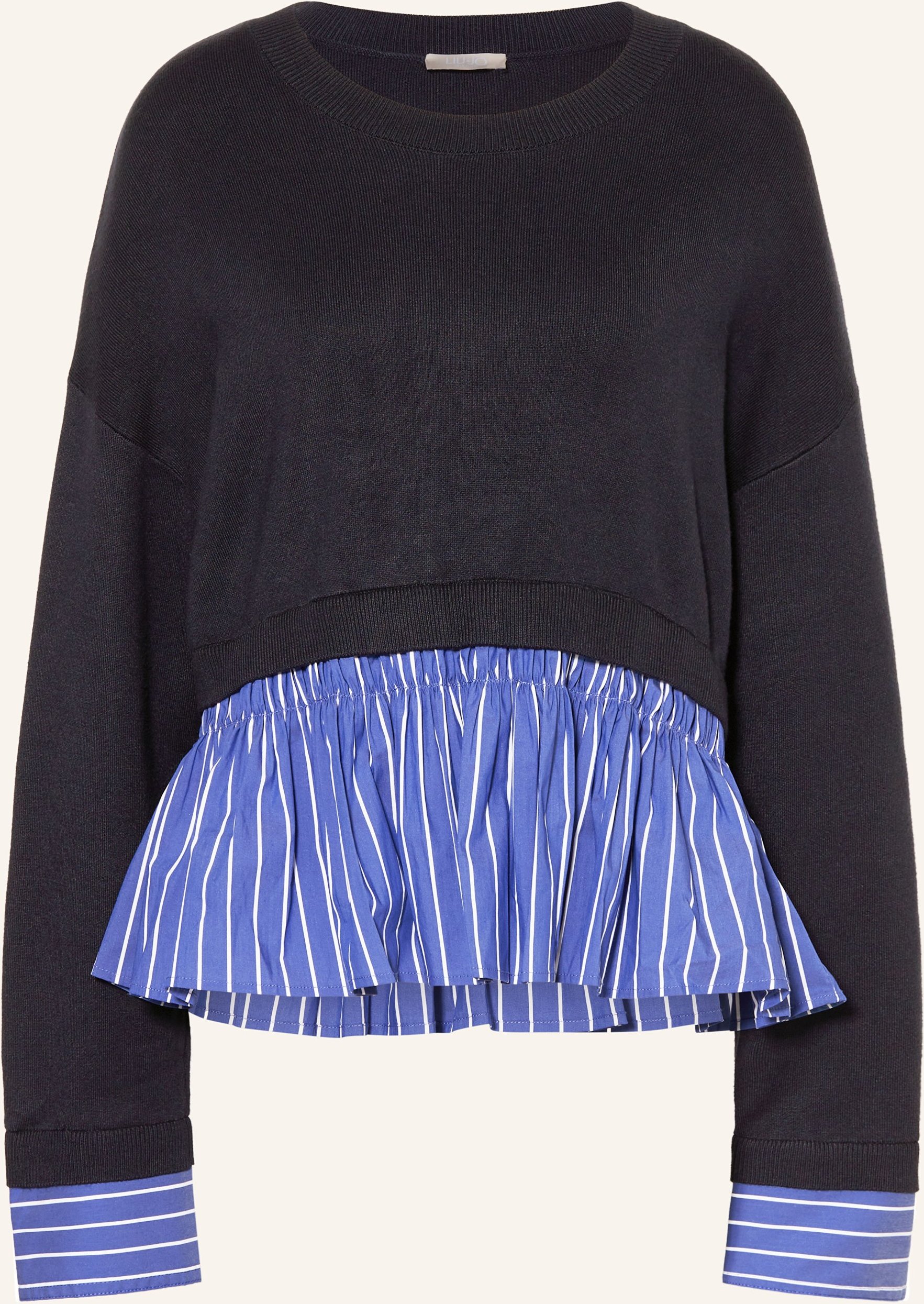 Liu Jo Pullover Im Materialmix Mit Schmucksteinen blau