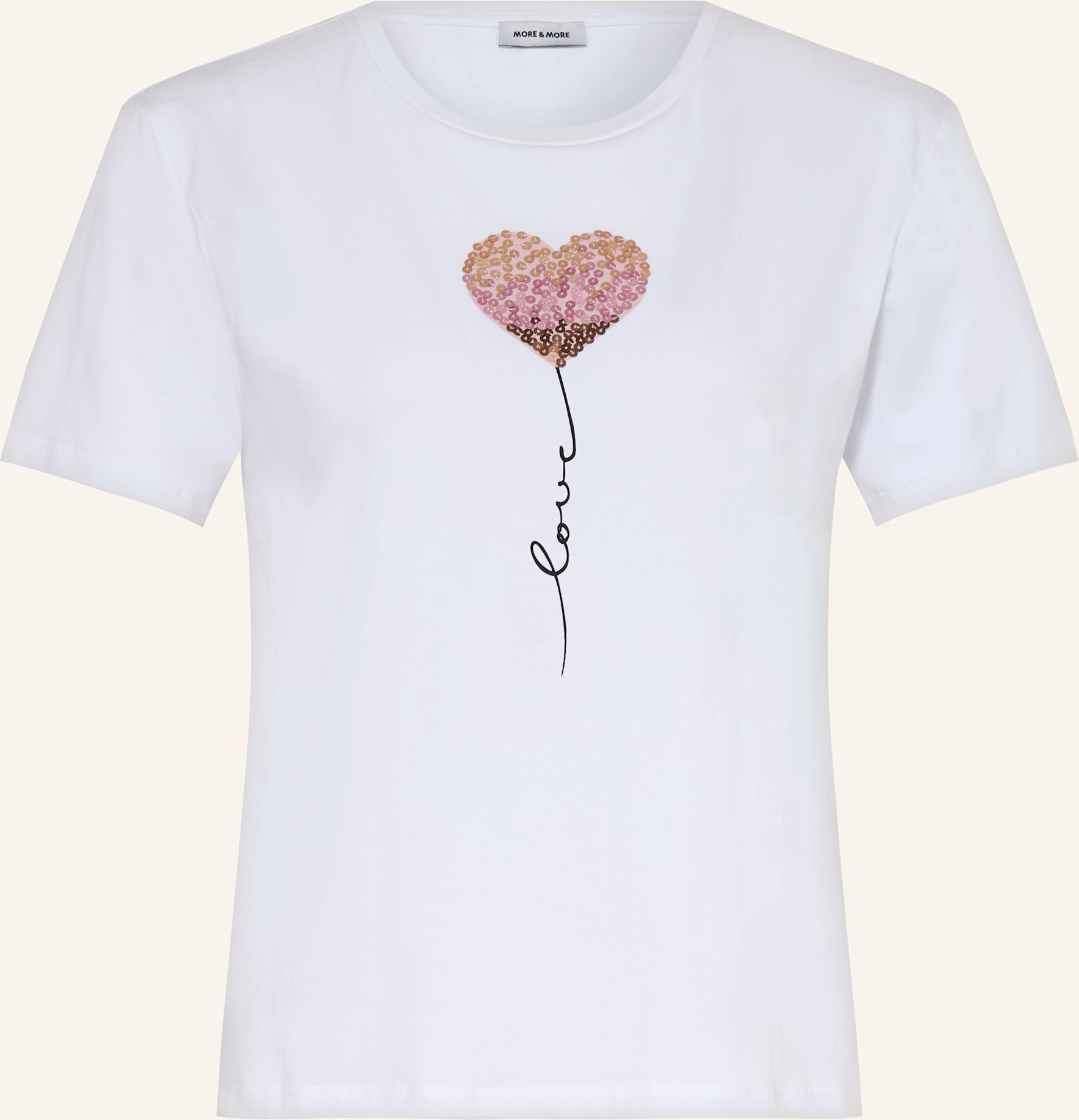 More & More T-Shirt Mit Pailletten weiss