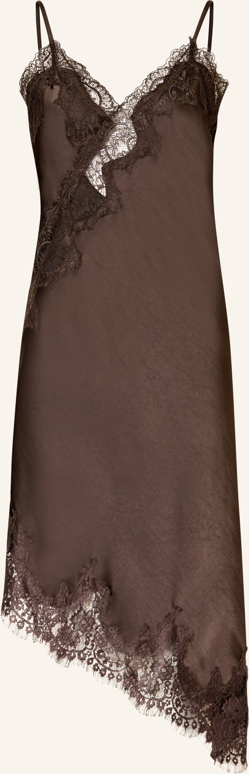 Neo Noir Satinkleid Sorelle Mit Spitze braun