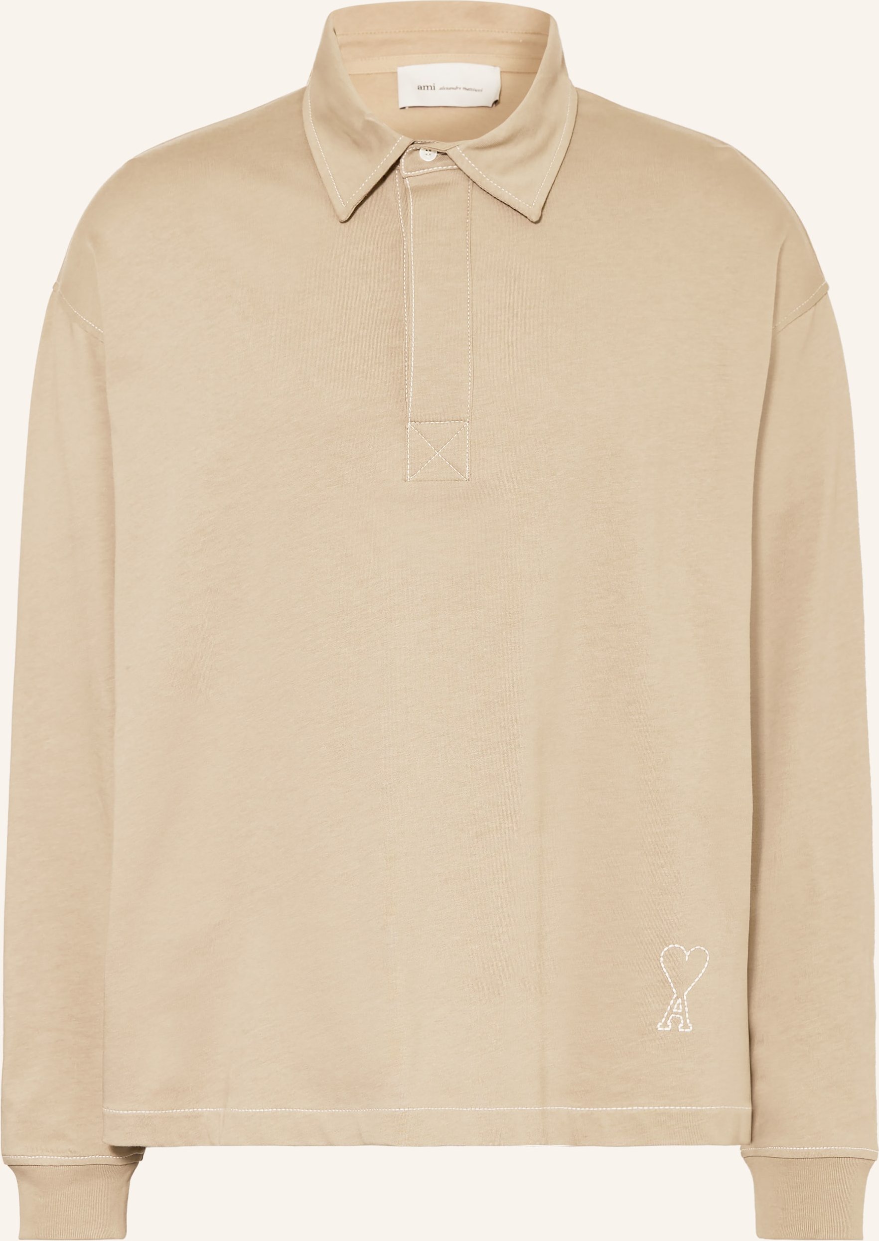 Ami Paris Jersey-Poloshirt Oversized Fit beige