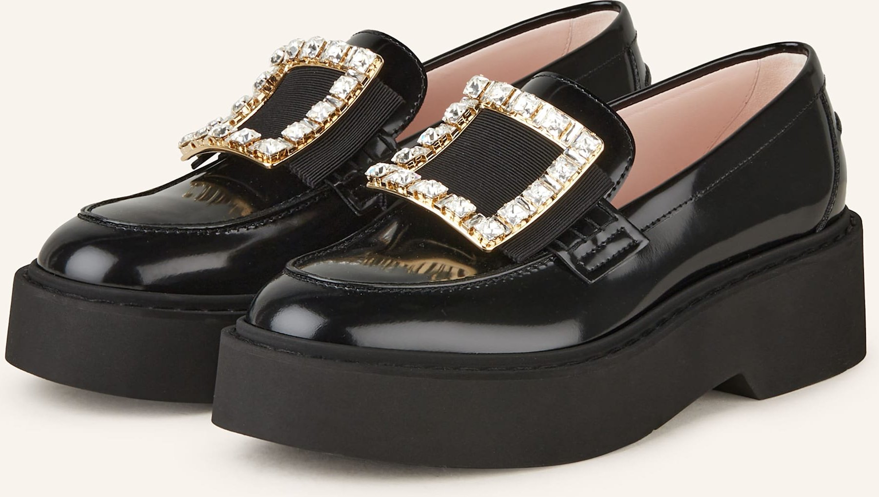 Thumbnail - Roger Vivier Plateau-Loafer Viv‘ Rangers Mit Schmucksteinen schwarz