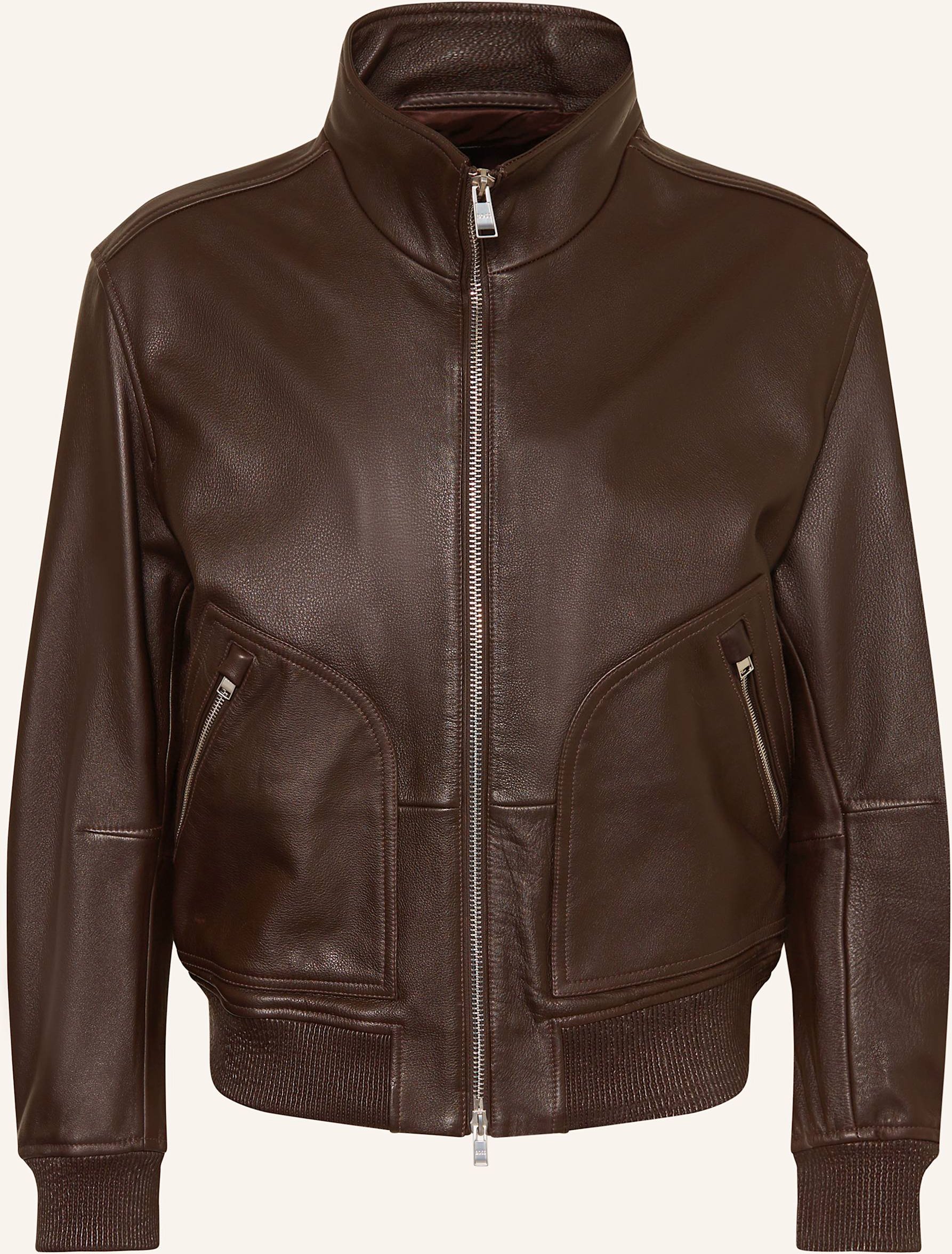 Boss Lederjacke Mander braun