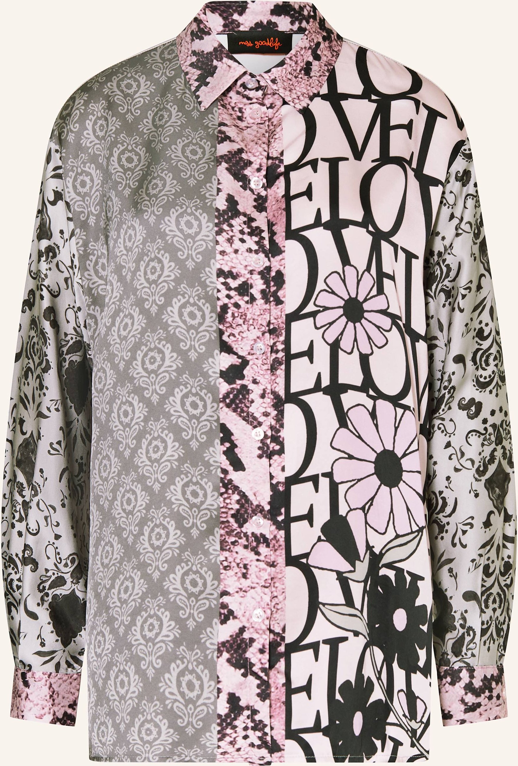 Miss Goodlife Hemdbluse Aus Satin grau