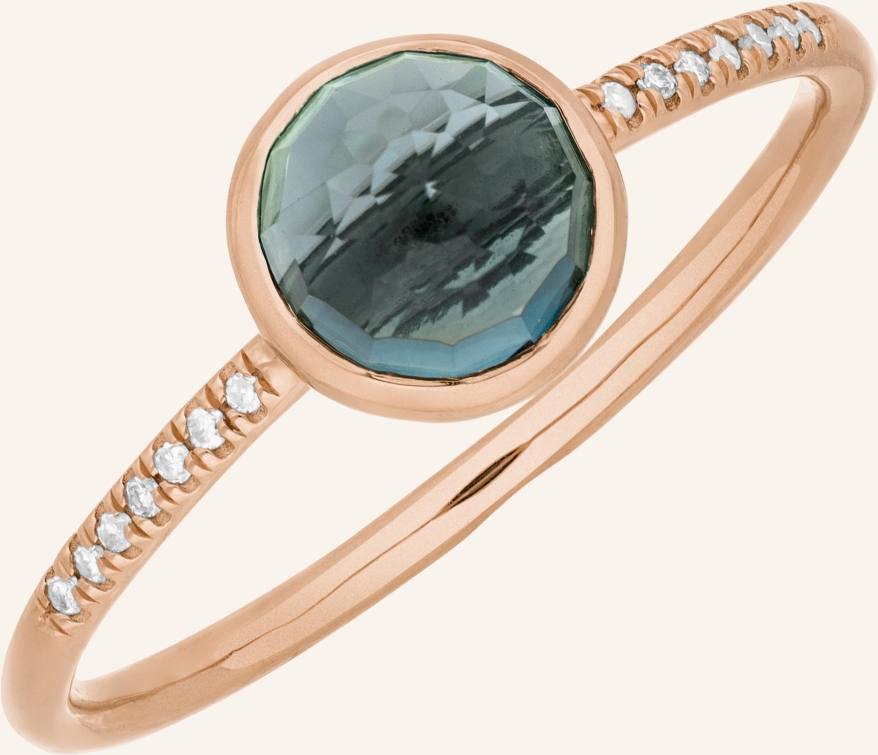 Leaf Ring Blue Topas Aus 14 Karat Roségold Mit Diamanten rosegold
