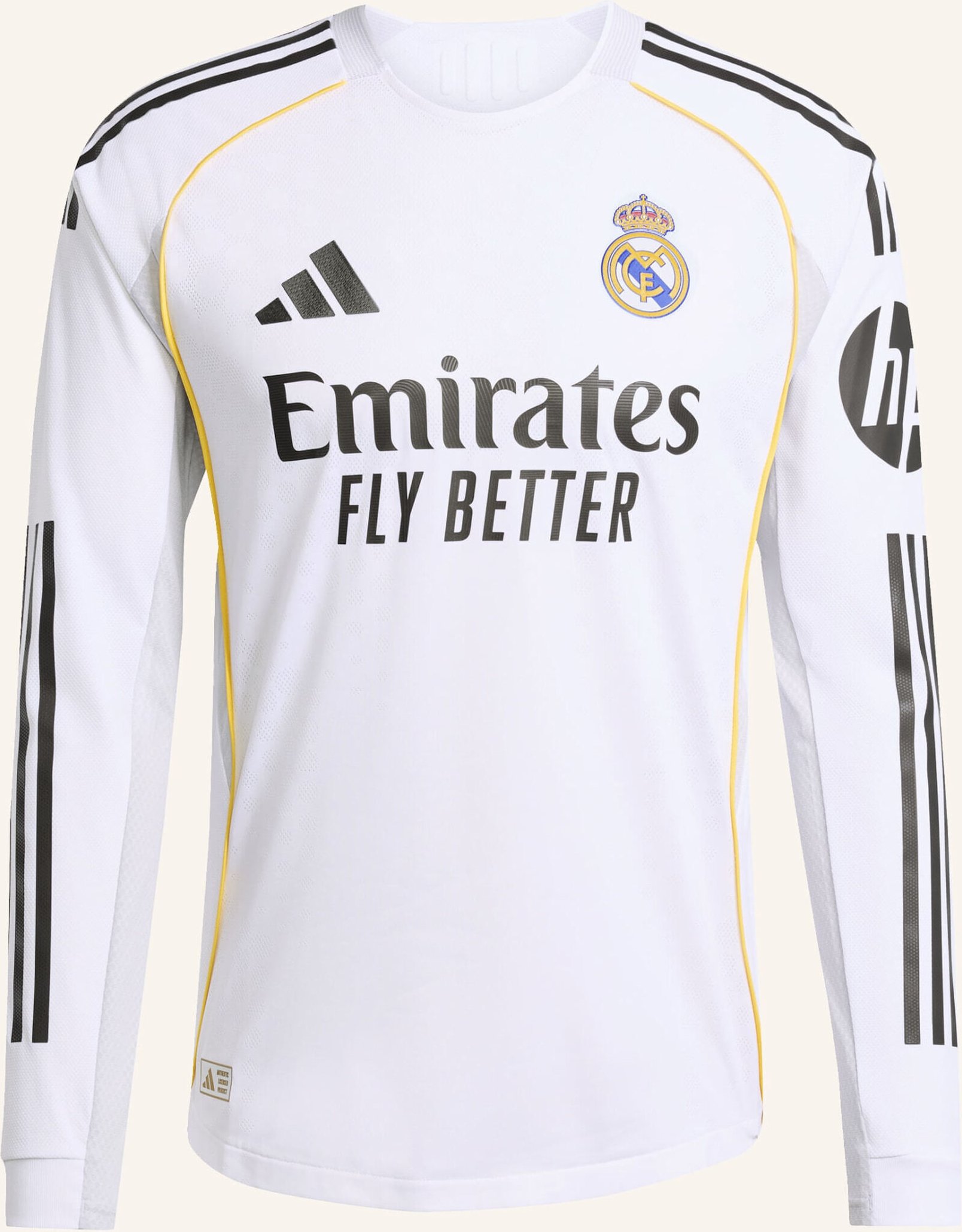 Adidas Real Madrid 25/26 Long Sleeve Heimtrikot Authentic weiss