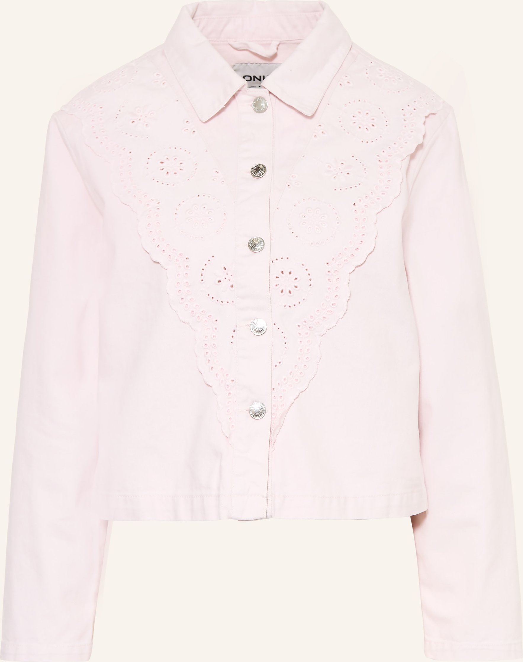 Only Jeansjacke Mit Lochspitze rosa