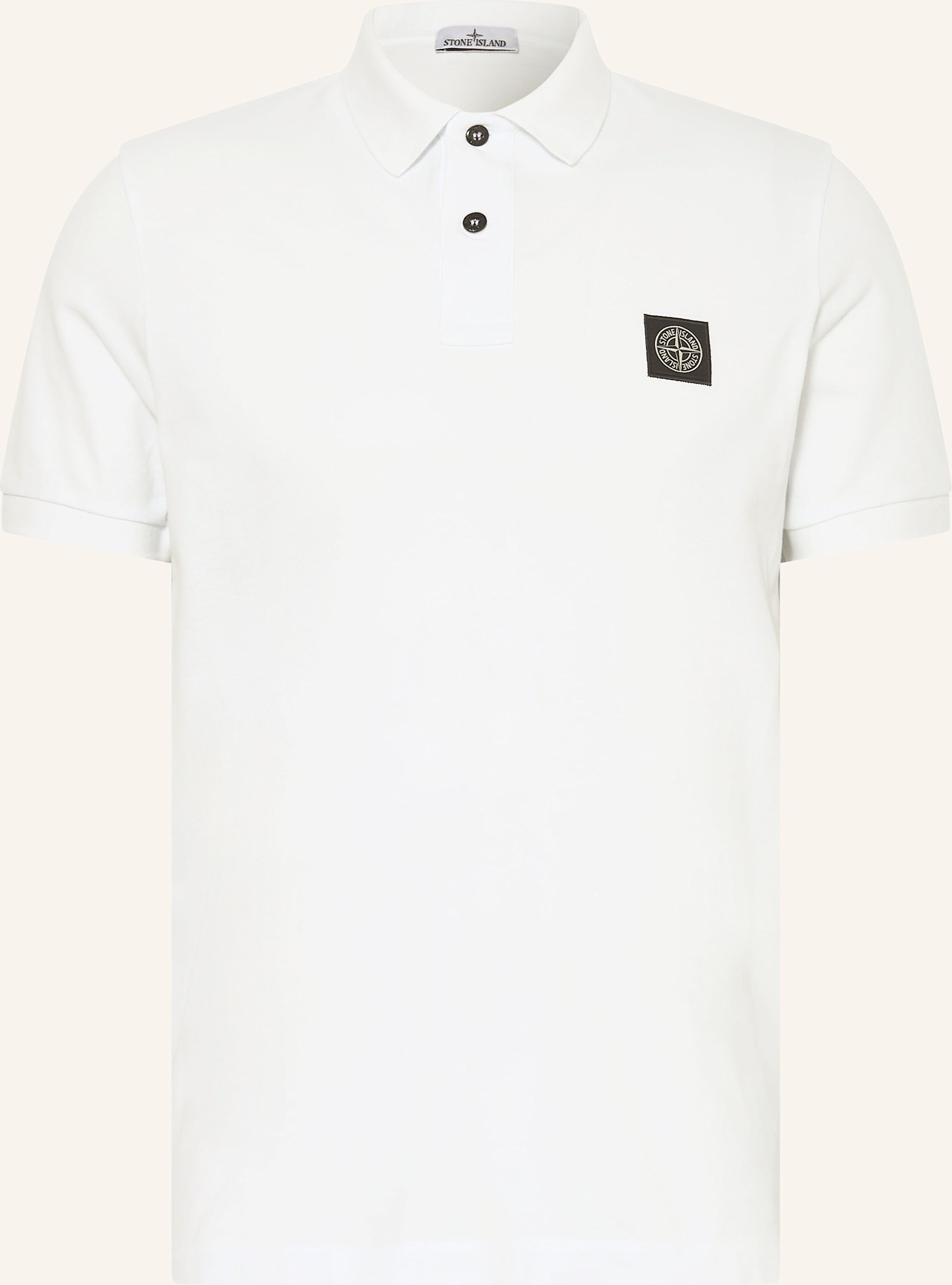 Stone Island Piqué-Poloshirt Slim Fit weiss