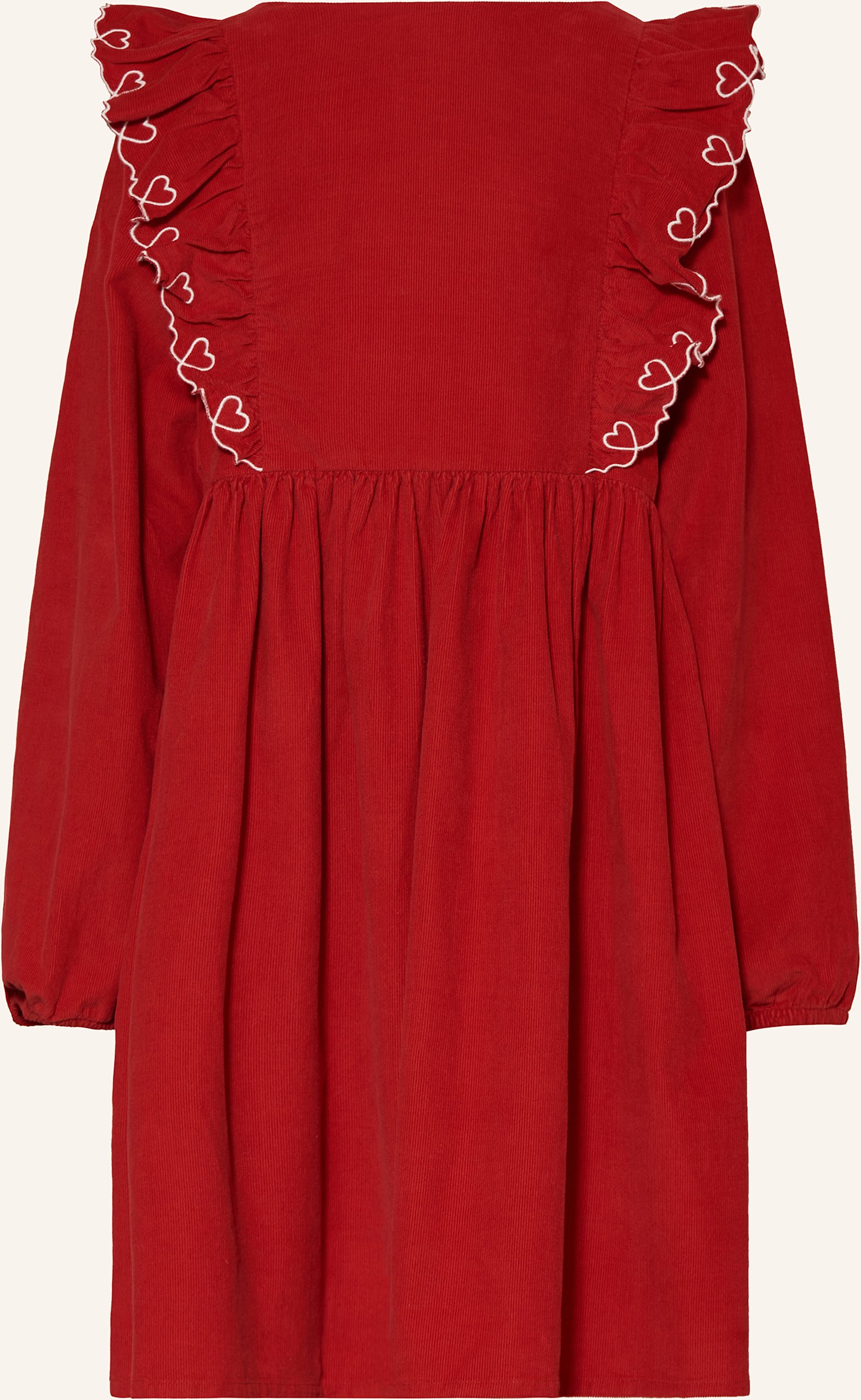 Thumbnail - Petit Bateau Cordkleid Mit Rüschen rot