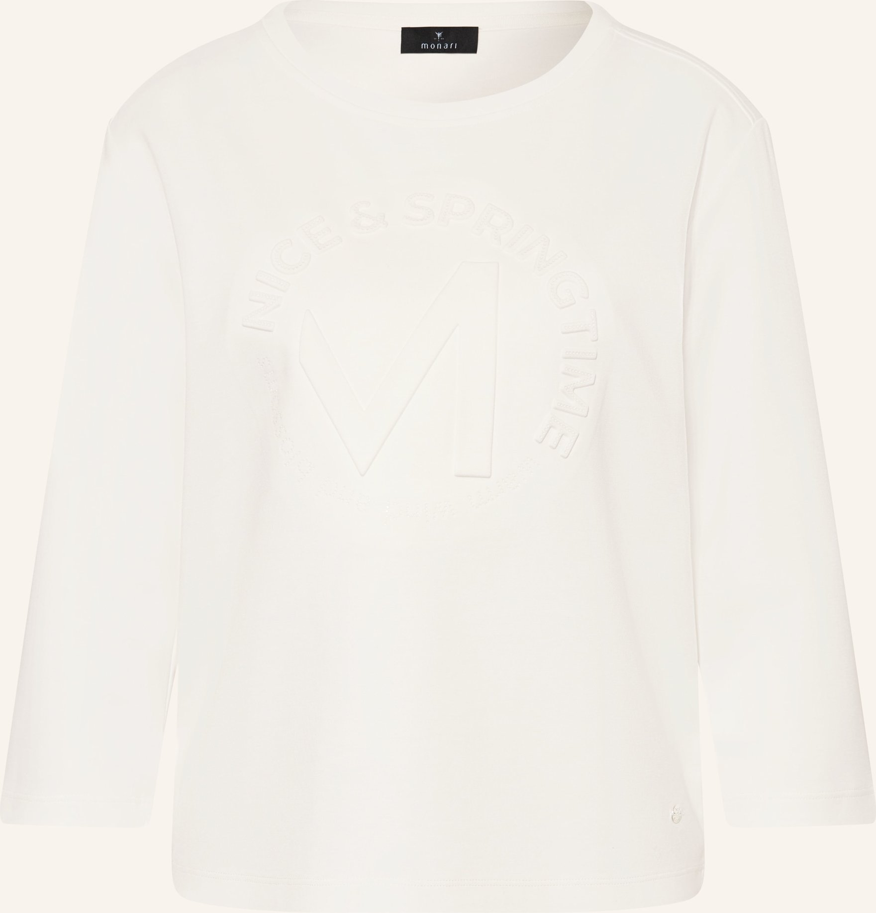 Monari Longsleeve Mit 3/4-Arm Und Schmucksteinen weiss