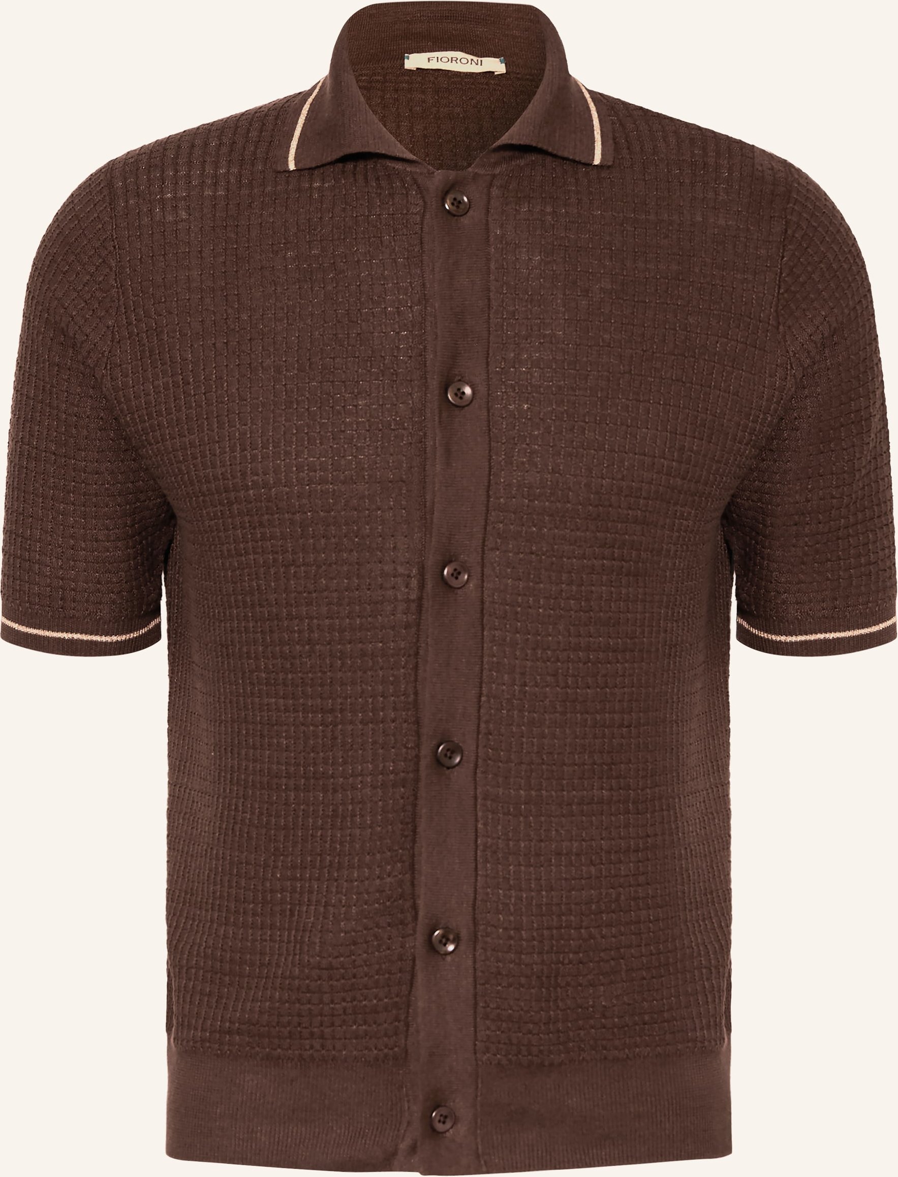 Fioroni Strickhemd Extra Slim Fit Mit Leinen braun