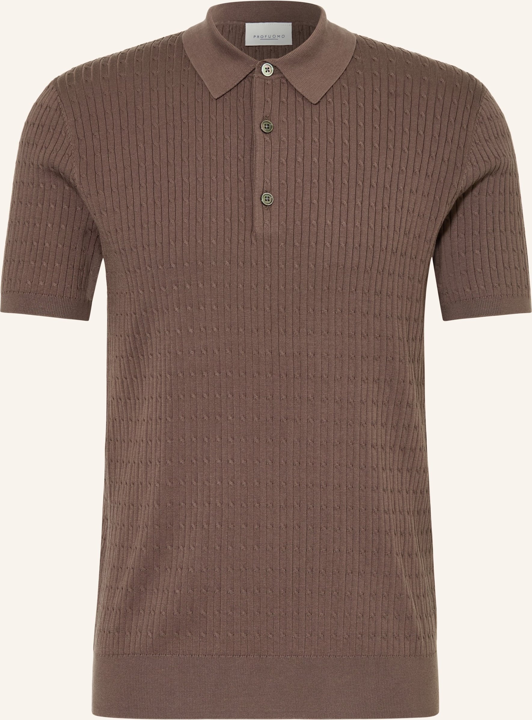 Profuomo Strick-Poloshirt braun